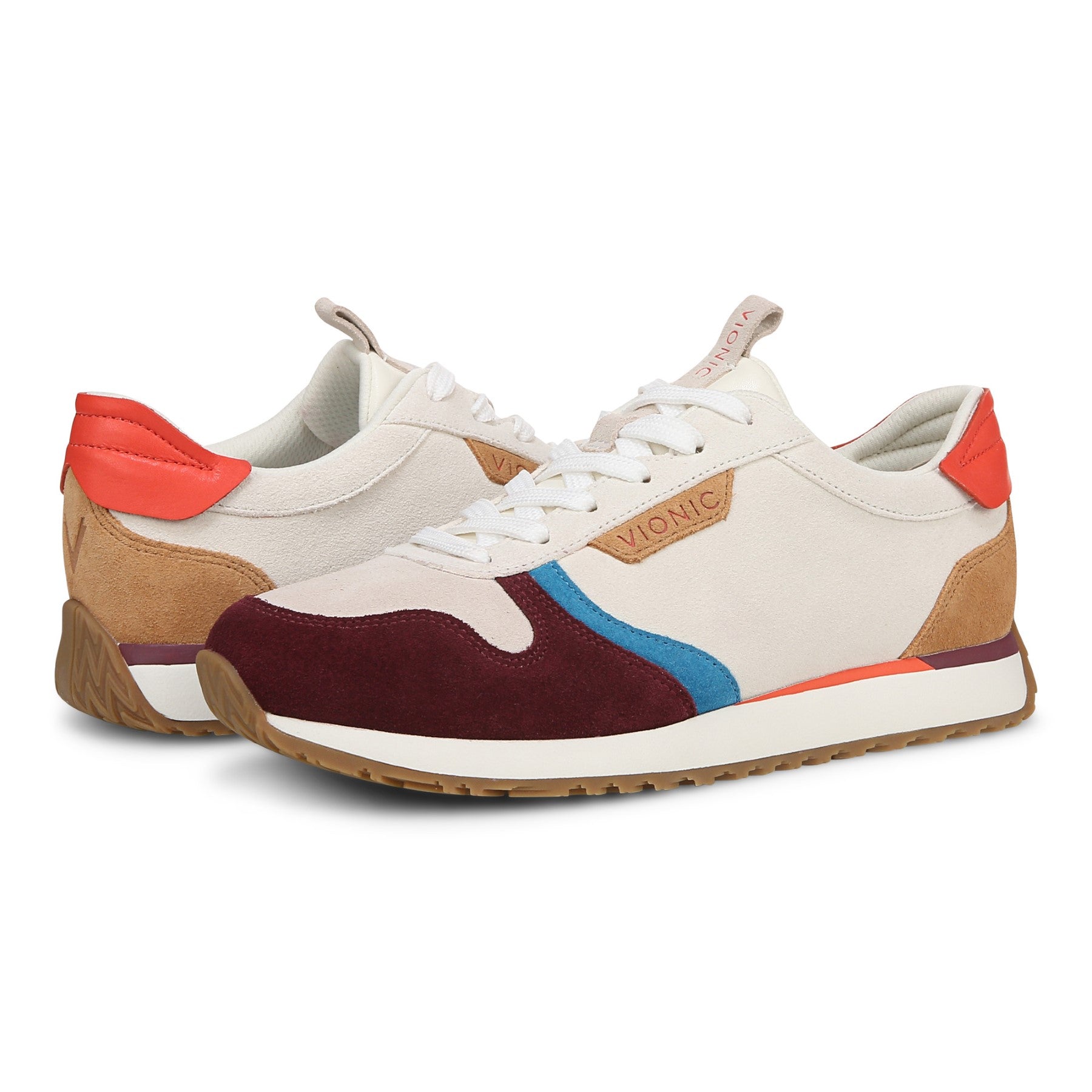 Vionic Monarch Women's Comfort Sneaker - Ivory Multi - pair left angle