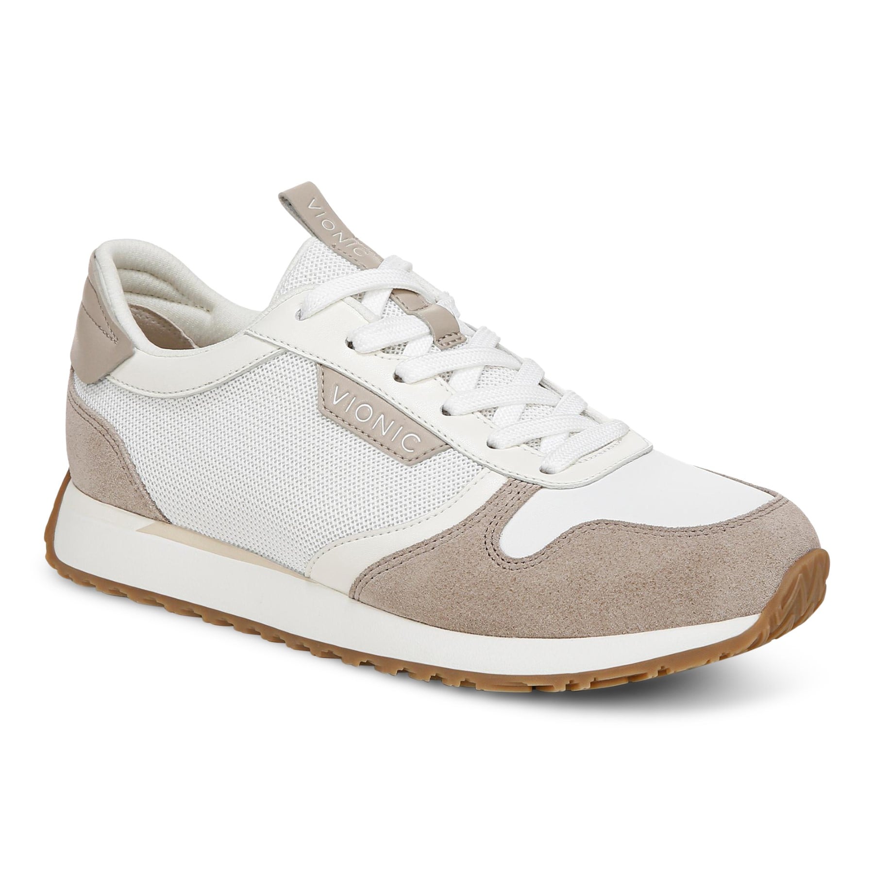 Vionic Monarch Women's Orthotic Support Sneakers in White/cobblestone