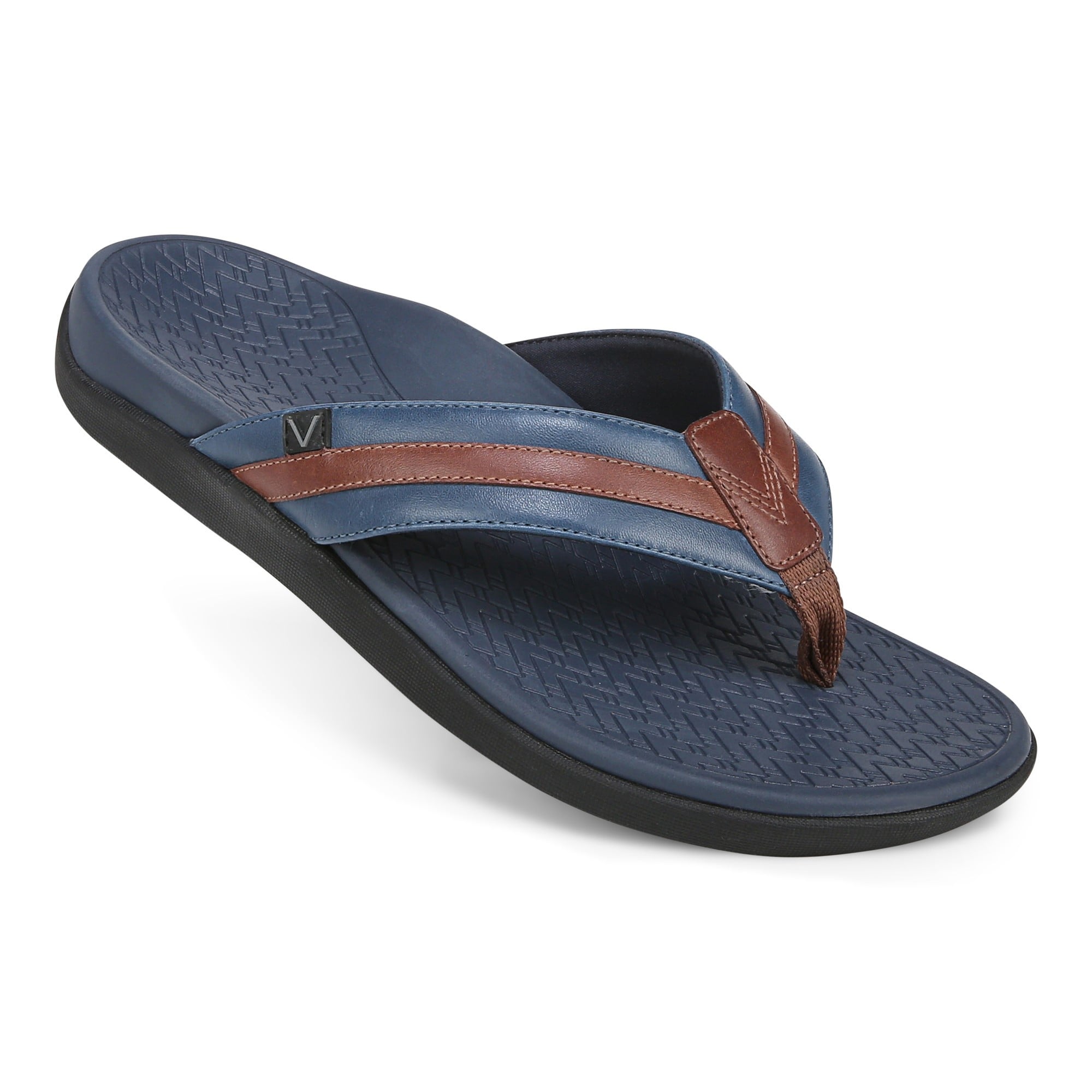 Vionic Men's Tide II Orthotic Support Sandal - Navy/brown - MTIDE II-I9342L2400-NAVY BROWN-13fl-med