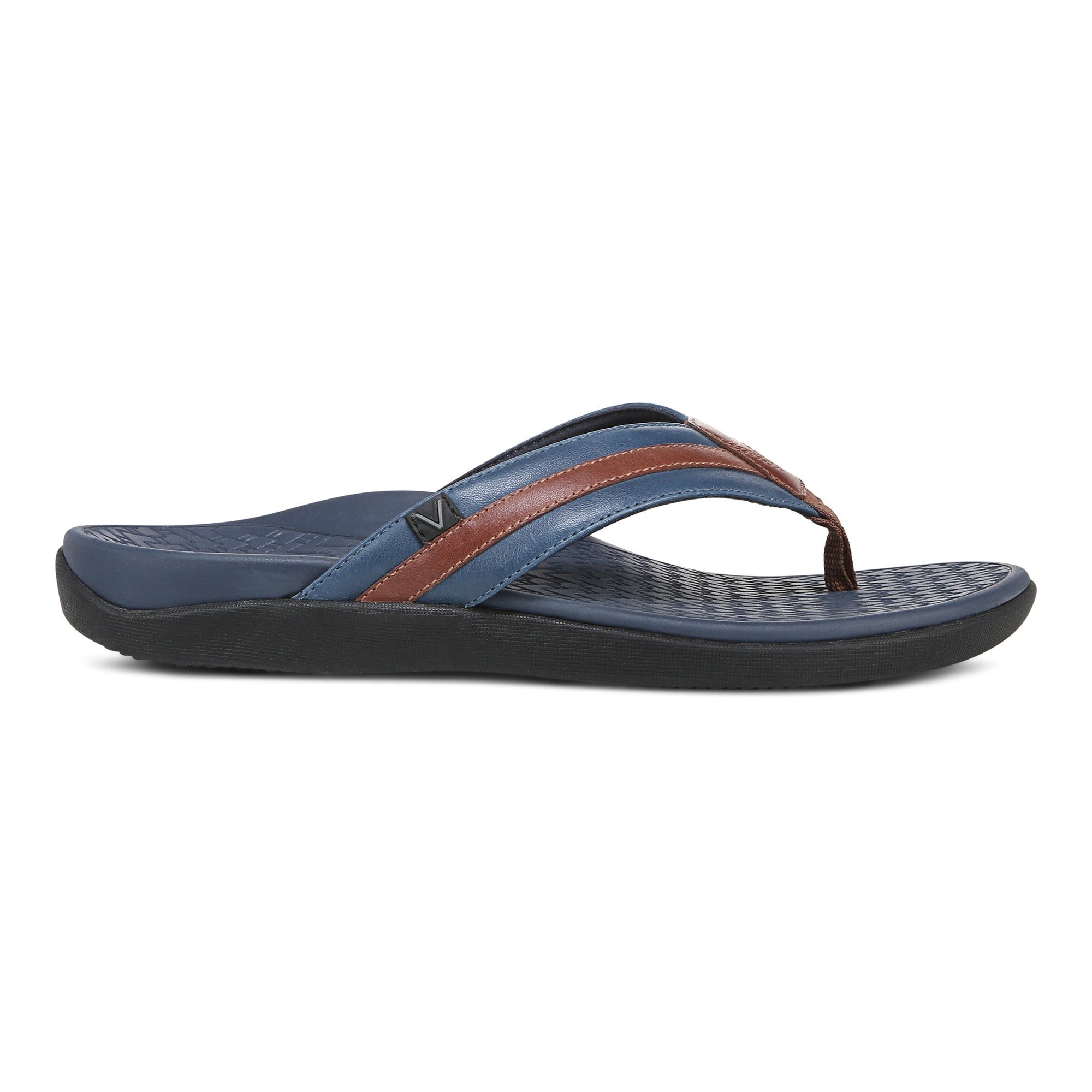 Vionic Men's Tide II Orthotic Support Sandal - Navy/brown - Right side