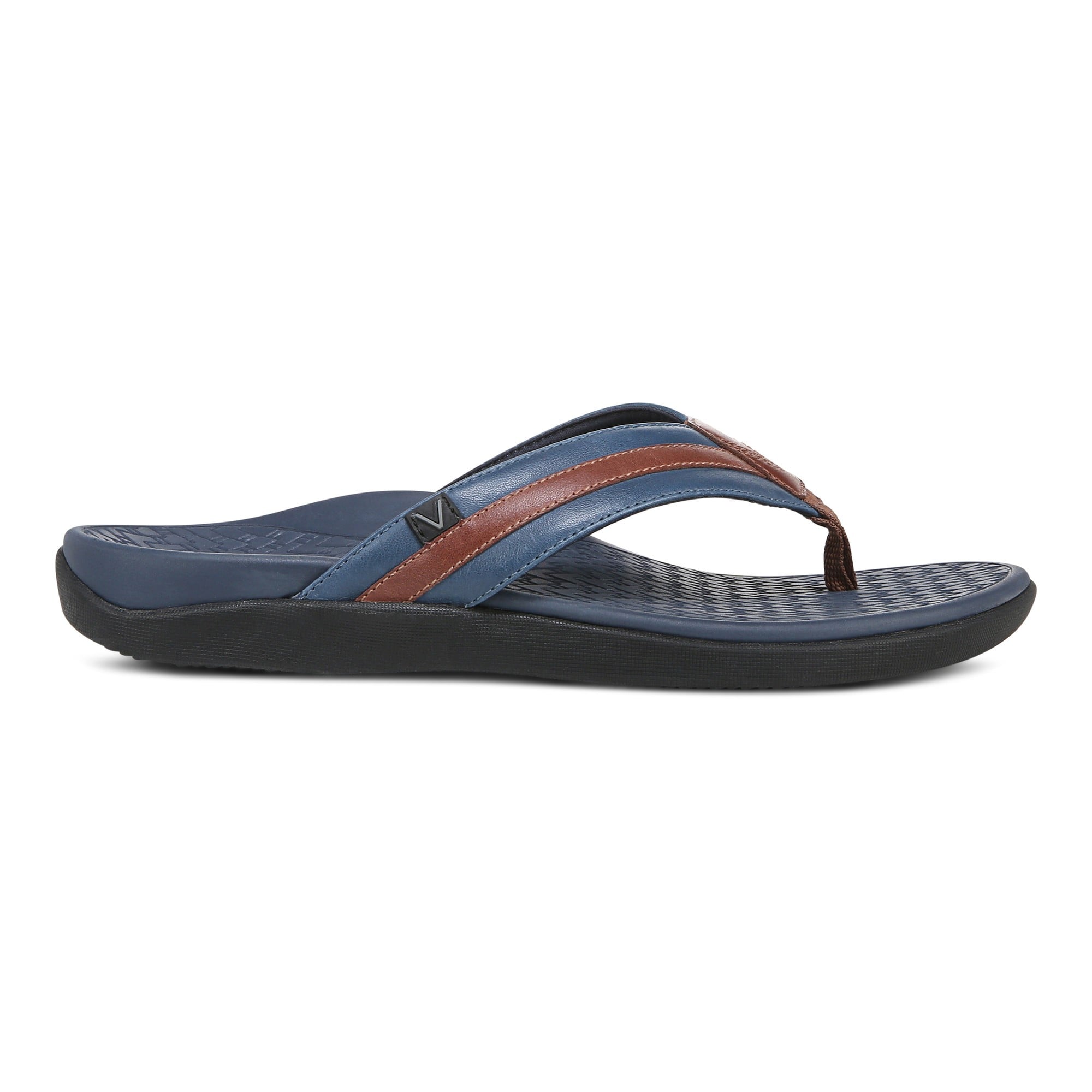 Vionic Men's Tide II Orthotic Support Sandal - Navy/brown - Right side