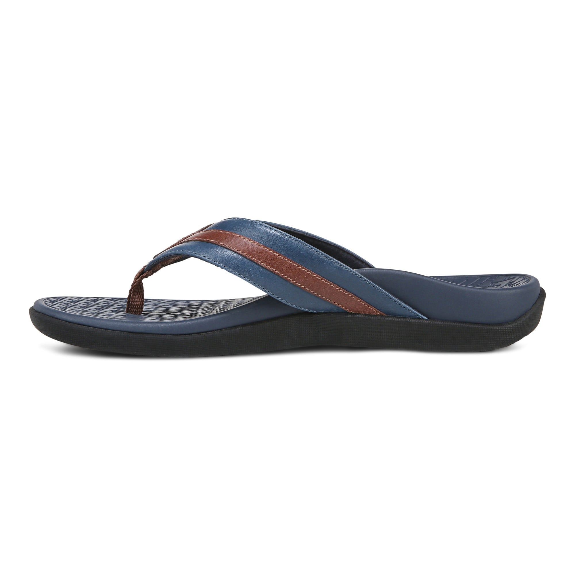 Vionic Men's Tide II Orthotic Support Sandal - Navy/brown - Left Side