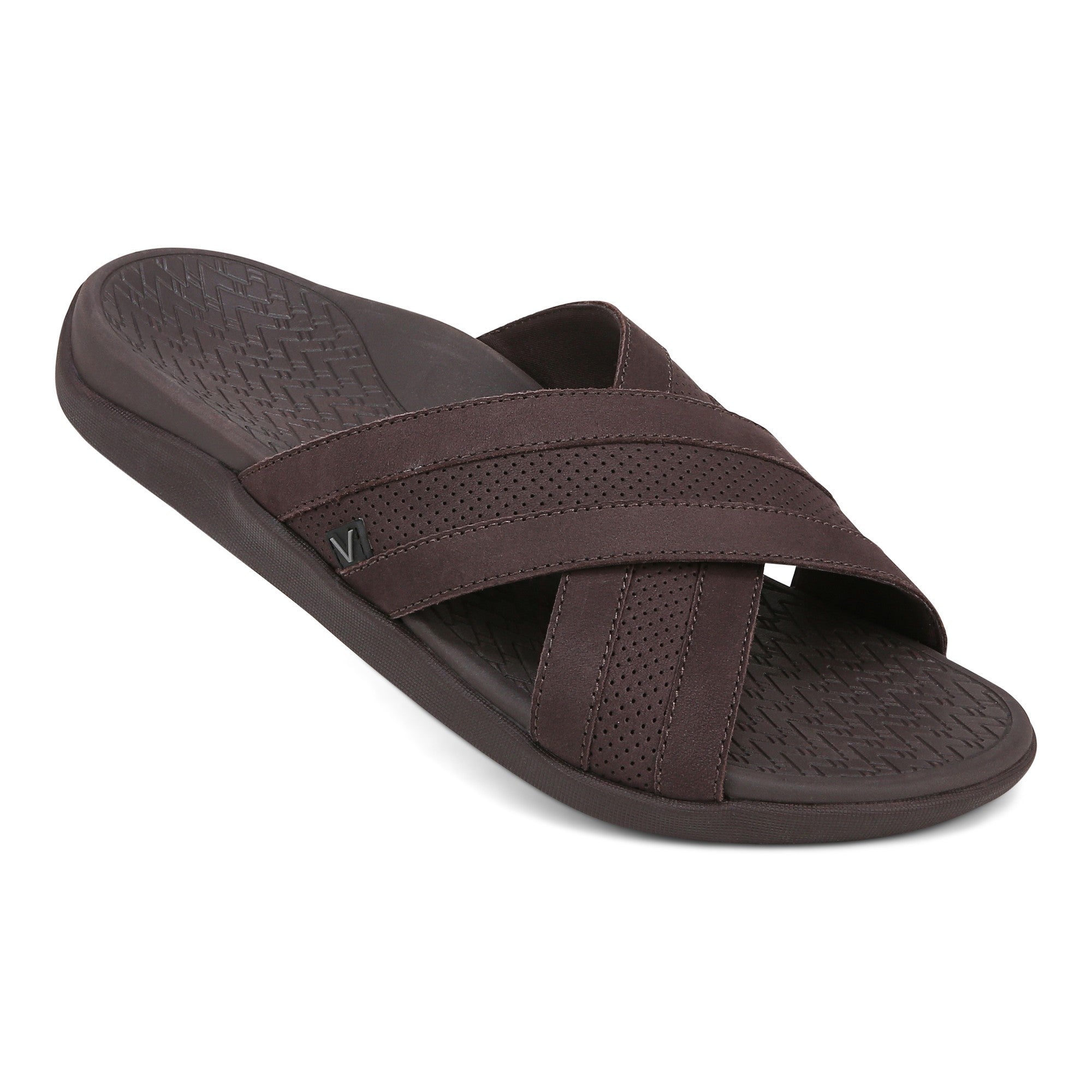 Vionic Men's Tide Slide Arch Supportive Sandal - Chocolate - MTIDE SLIDE-I9343L1200-CHOCOLATE-13fl-med