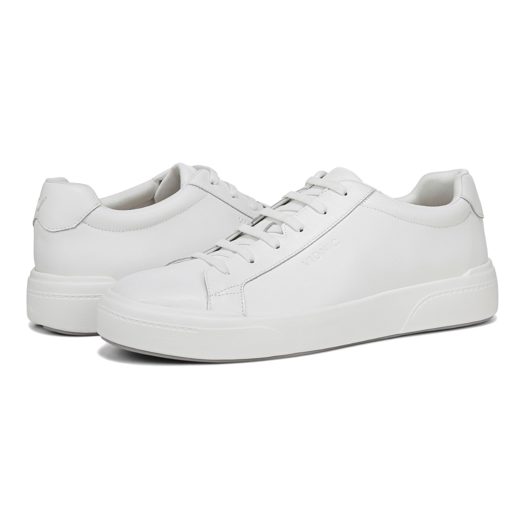 Vionic Colbie Men's Slip On Comfort Shoes - White Leather - pair left angle