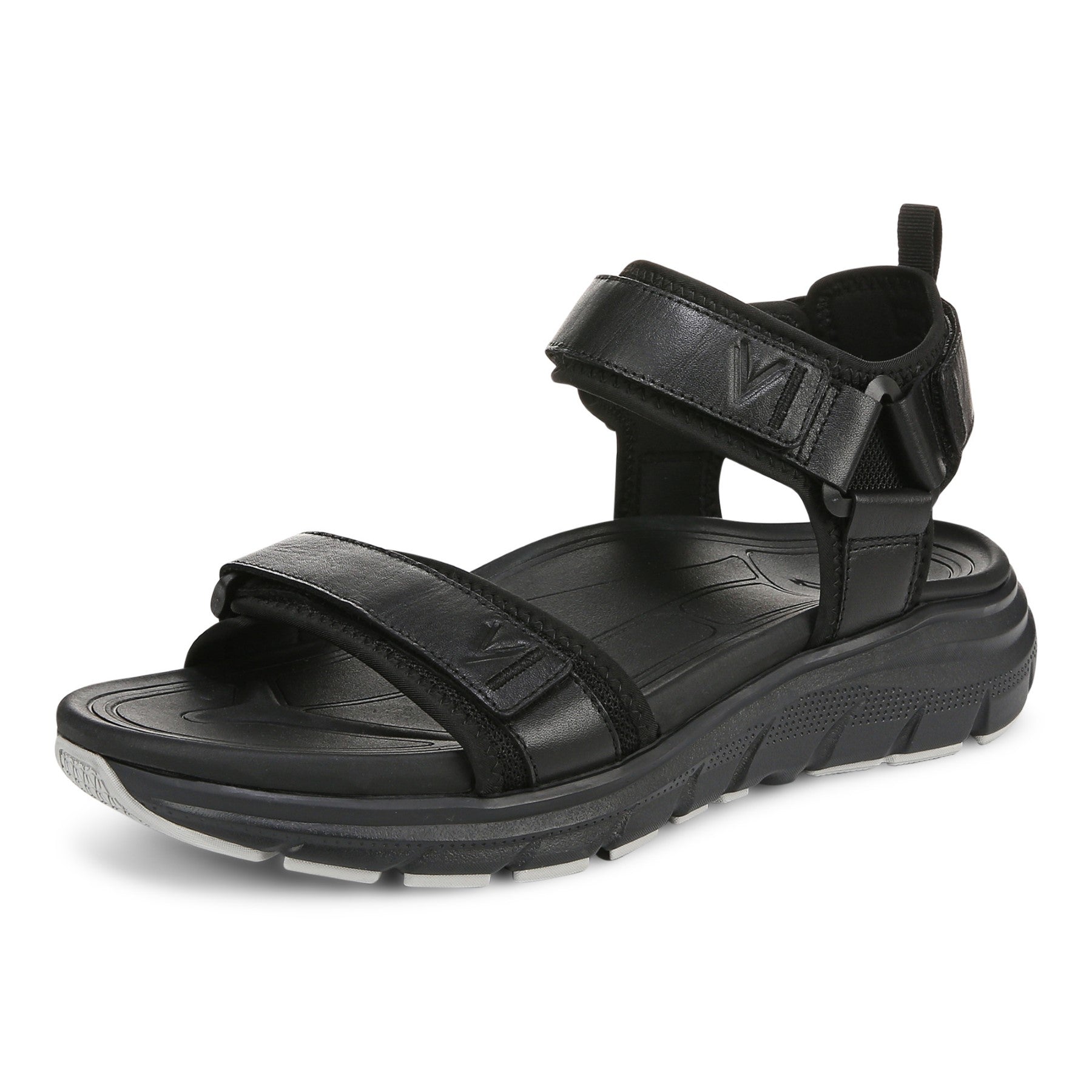 Vionic Walk Max Wanderer mens Quarter/Ankle/T-Strap Sandal - Black - Left angle