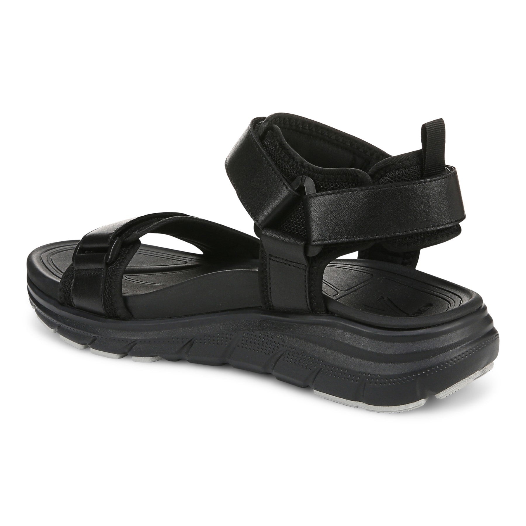Vionic Walk Max Wanderer mens Quarter/Ankle/T-Strap Sandal - Black - Back angle