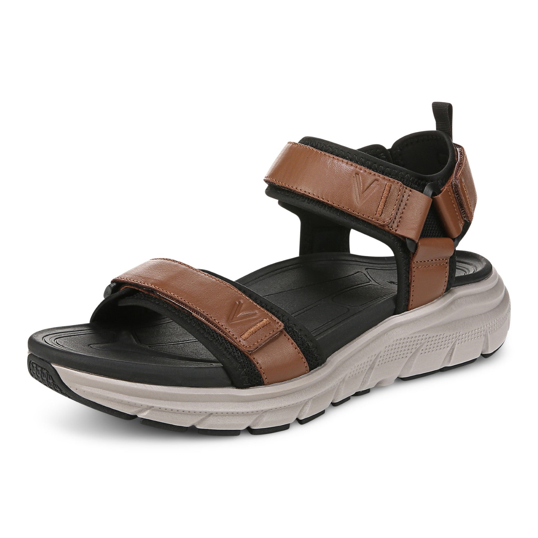 Vionic Walk Max Wanderer mens Quarter/Ankle/T-Strap Sandal - Hazelnut - Left angle