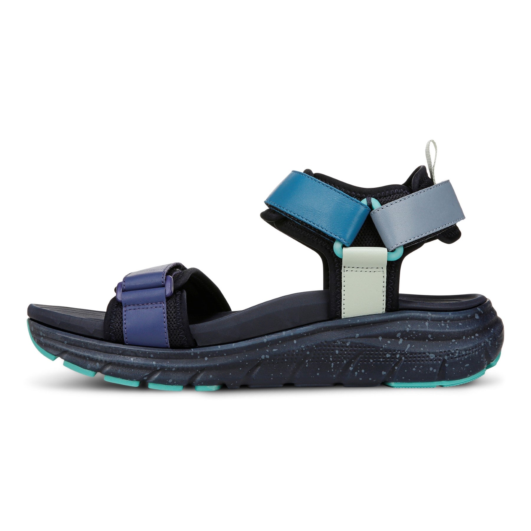Vionic Walk Max Wanderer mens Quarter/Ankle/T-Strap Sandal - Navy Blazer Multi - Left Side