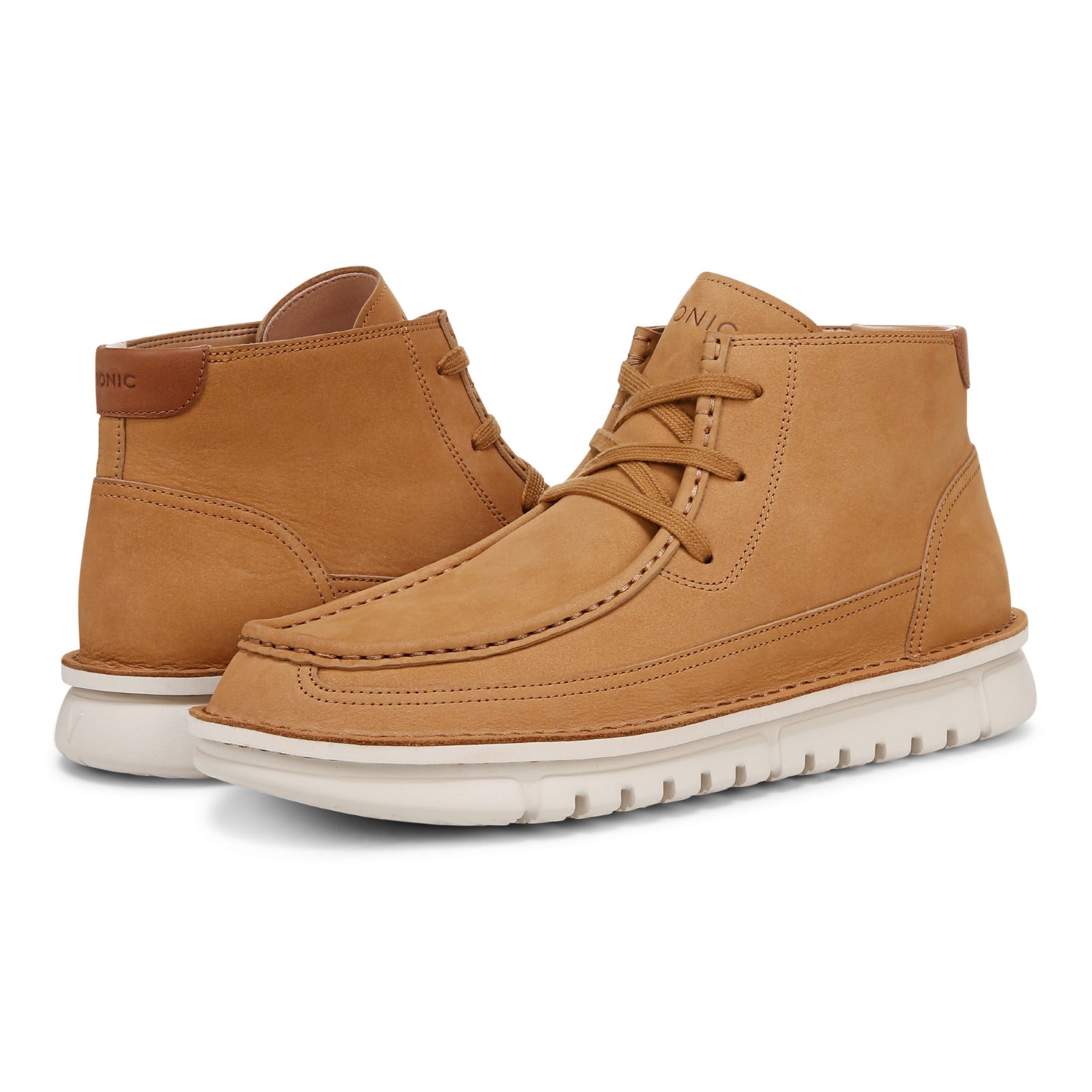Vionic Uptown Chukk mens Chukka Short Boot - Light Brown - pair left angle