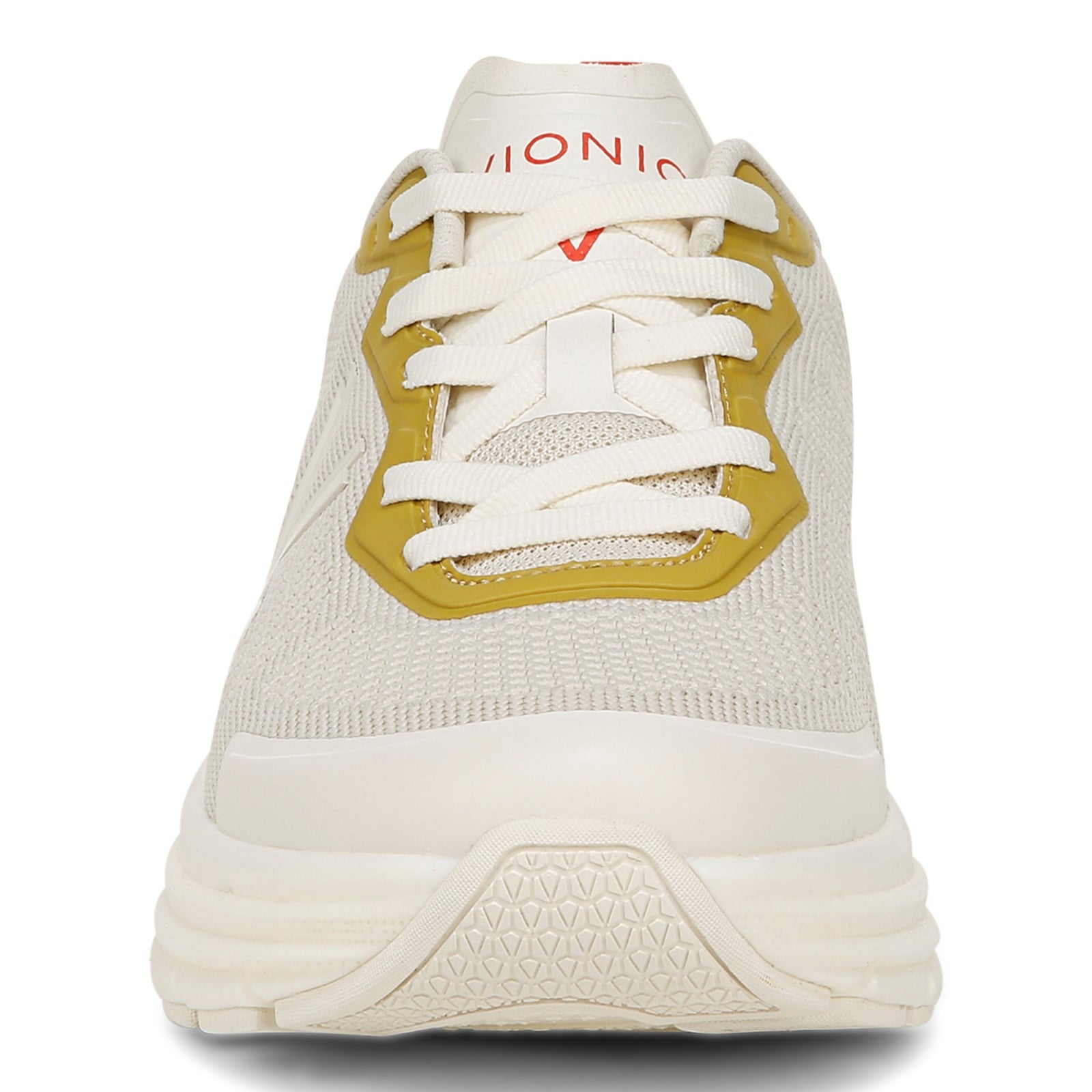 Vionic Men's Walk Max - Water Repellent Athletic Walking Shoes with Orthotic Support - Cream/Tangerine - Front