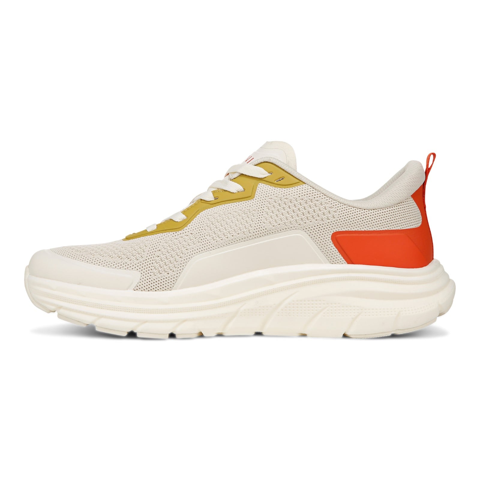 Vionic Men's Walk Max - Water Repellent Athletic Walking Shoes with Orthotic Support - Cream/Tangerine - Left Side