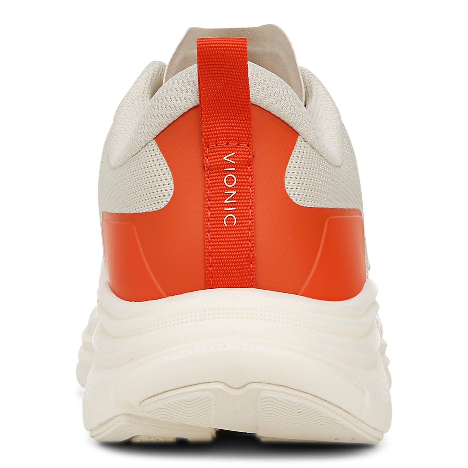 Vionic Men's Walk Max - Water Repellent Athletic Walking Shoes with Orthotic Support - Cream/Tangerine - Back