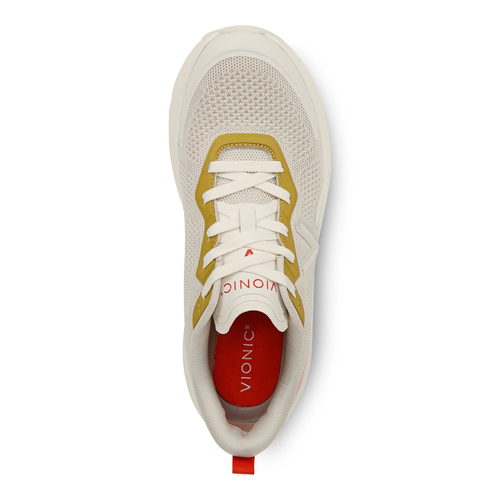 Vionic Men's Walk Max - Water Repellent Athletic Walking Shoes with Orthotic Support - Cream/Tangerine - Top