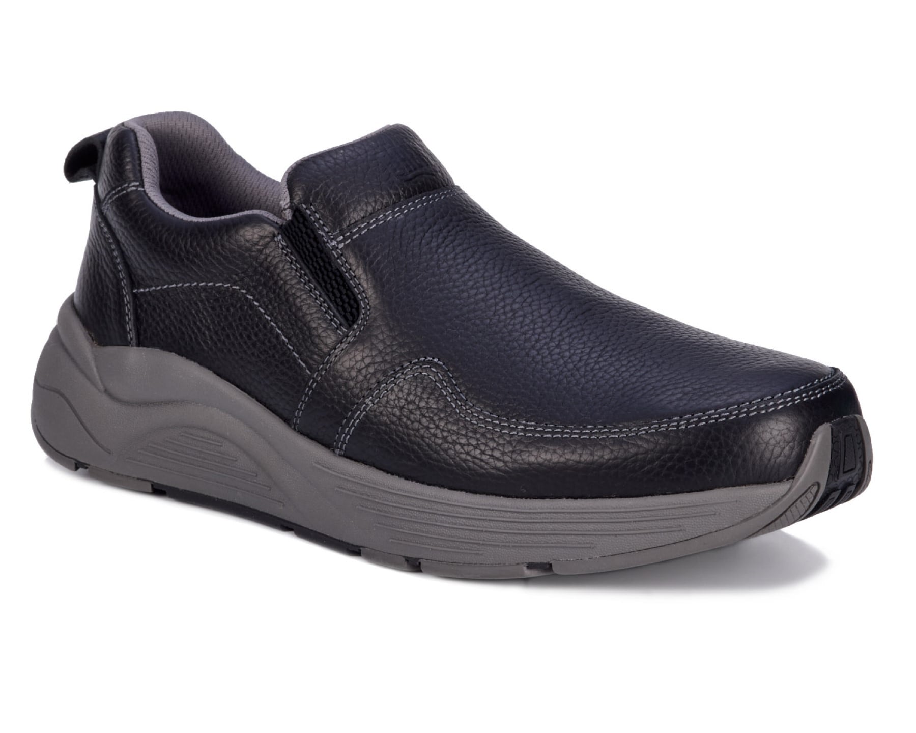 Drew Match Men's Casual Shoe - Black Pebbled Leather - Main View