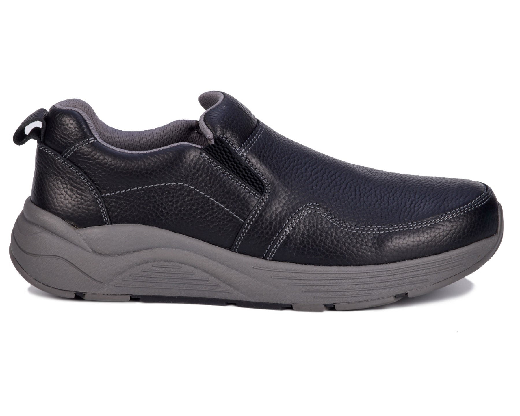 Drew Match Men's Casual Shoe - Black Pebbled Leather - Outside View