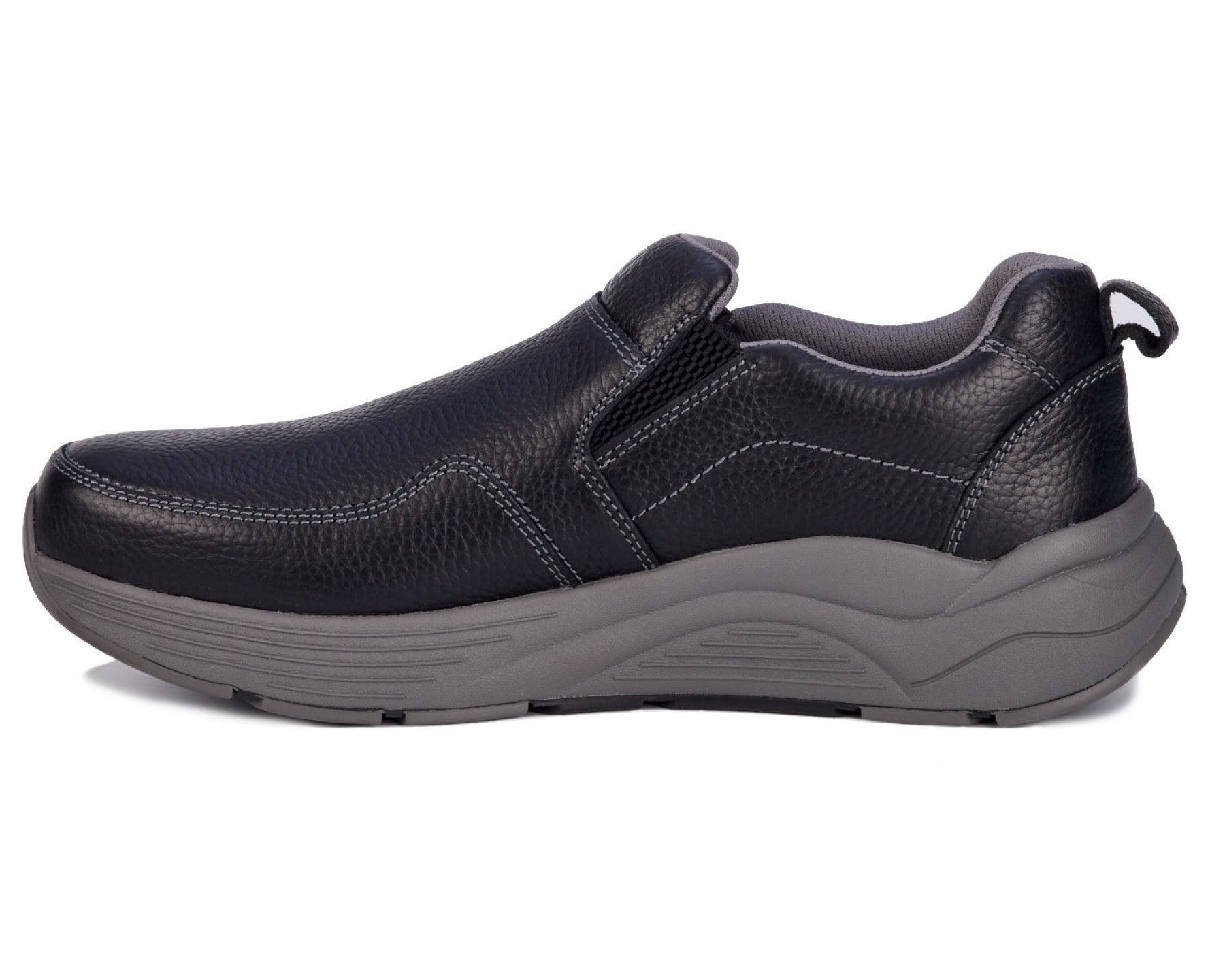 Drew Match Men's Casual Shoe - Black Pebbled Leather - Inside View
