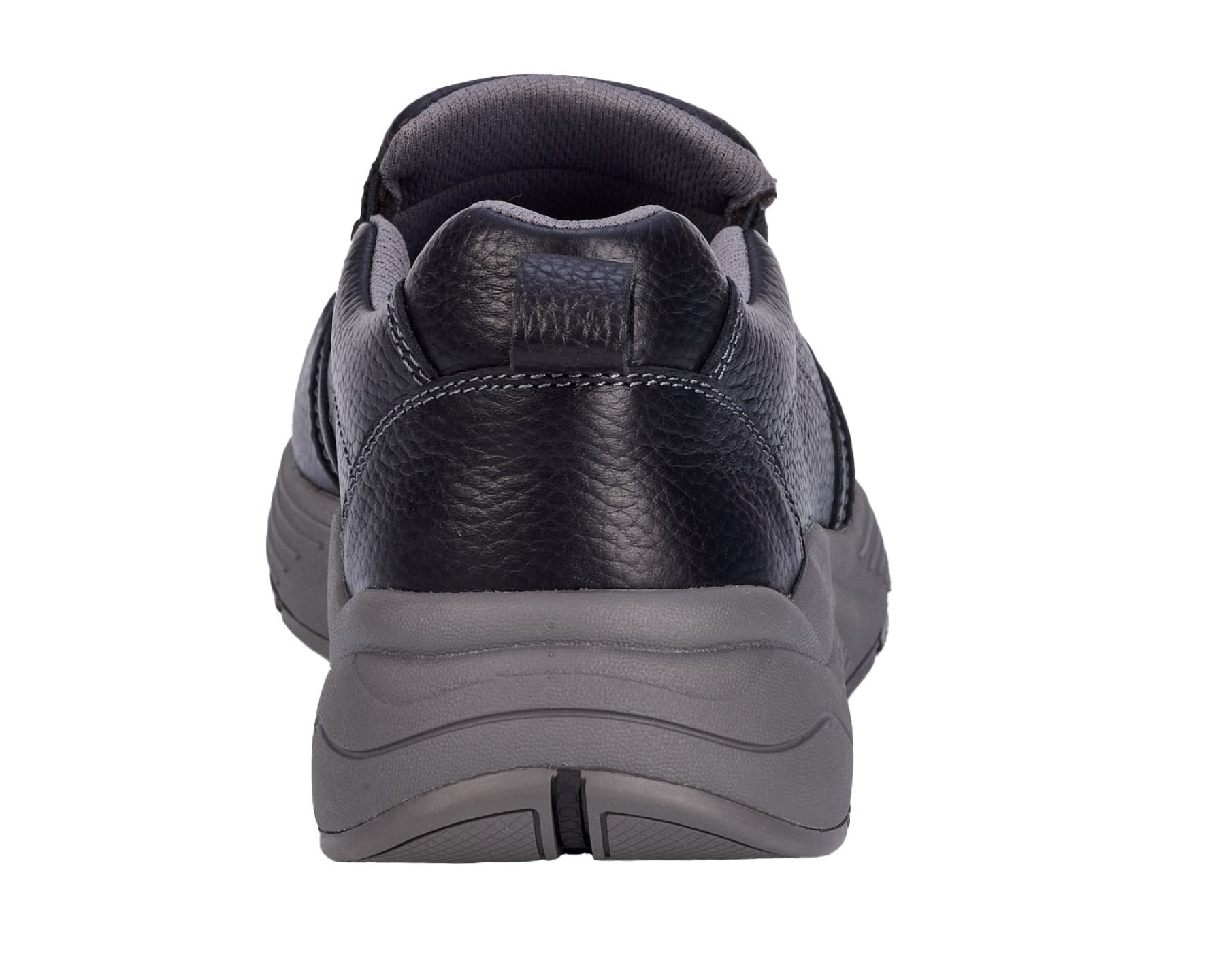 Drew Match Men's Casual Shoe - Black Pebbled Leather - Back View