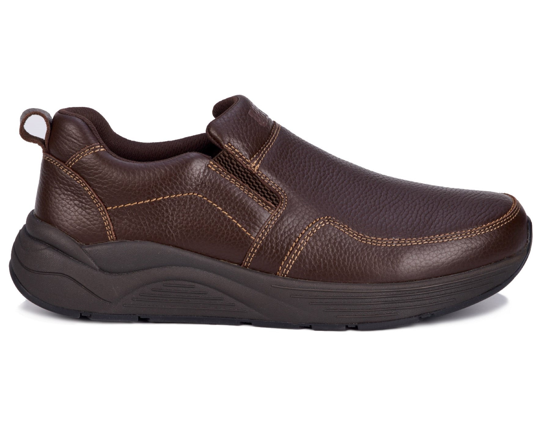 Drew Match Men's Casual Shoe - Brown Pebbled Leather - Outside View