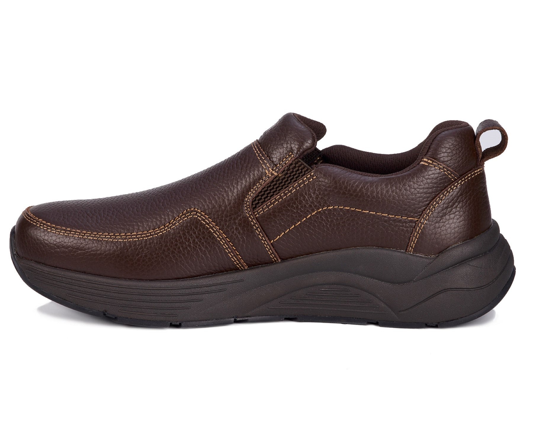 Drew Match Men's Casual Shoe - Brown Pebbled Leather - Inside View