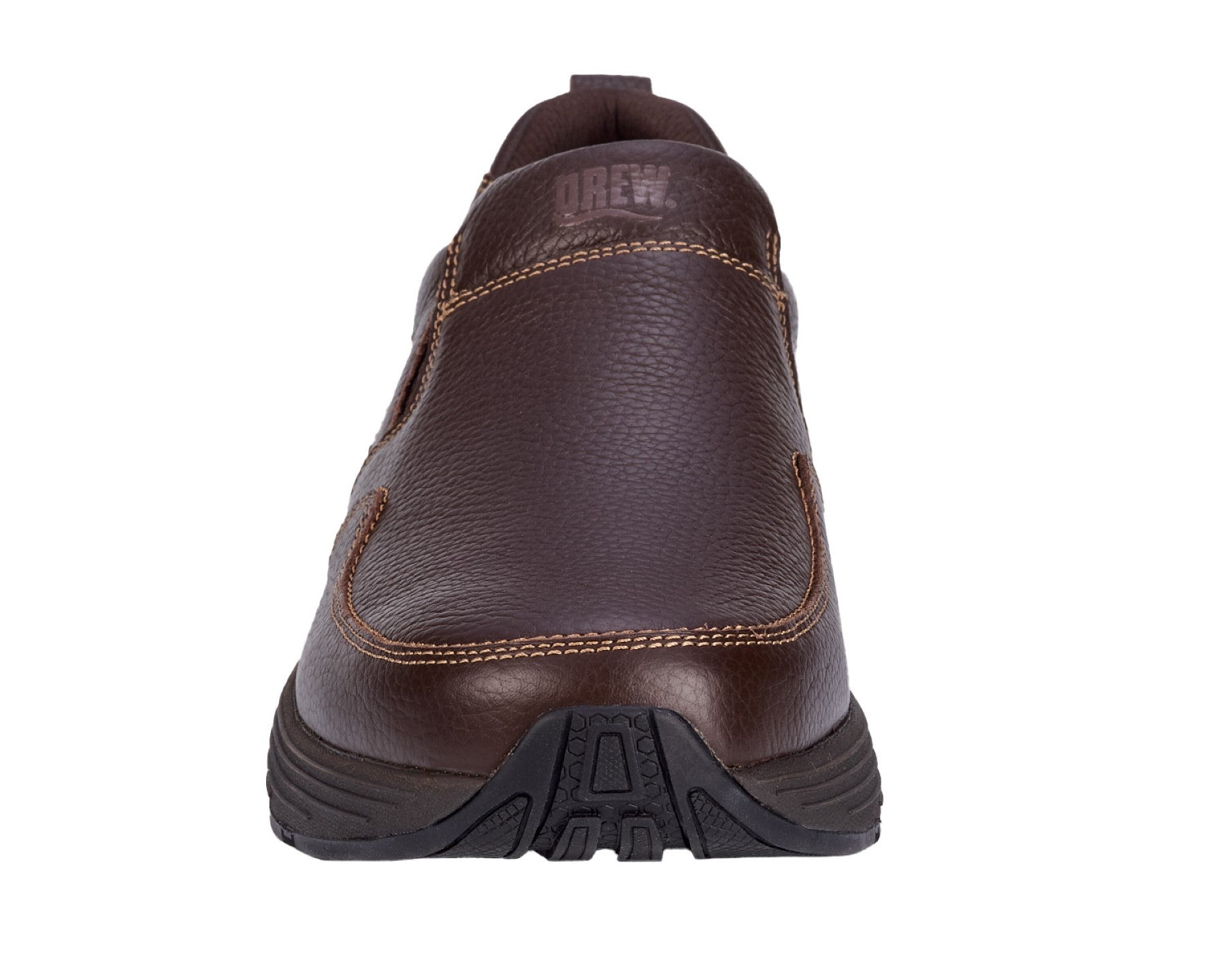 Drew Match Men's Casual Shoe - Brown Pebbled Leather - Front View