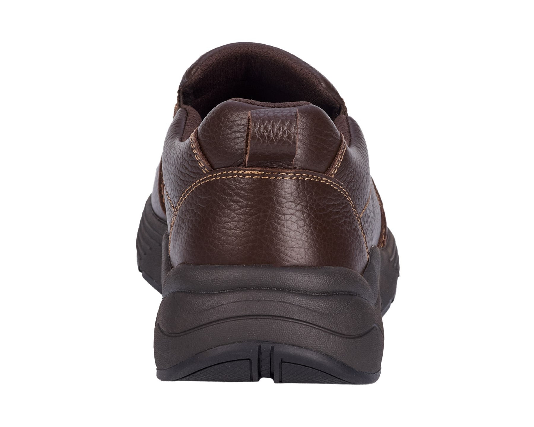 Drew Match Men's Casual Shoe - Brown Pebbled Leather - Back View