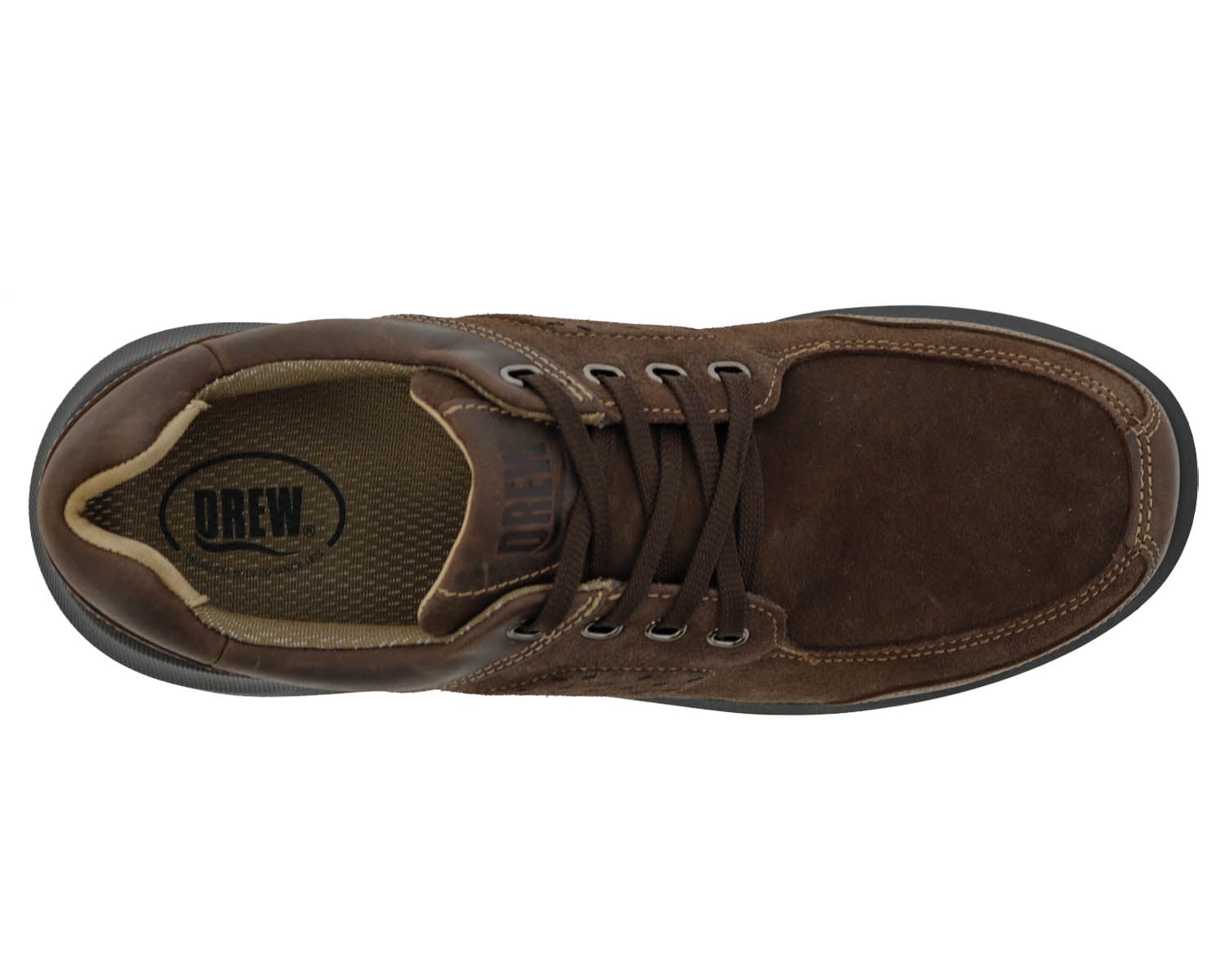Drew Miles Men's Casual Shoe - Dark Brown Leather - Top View