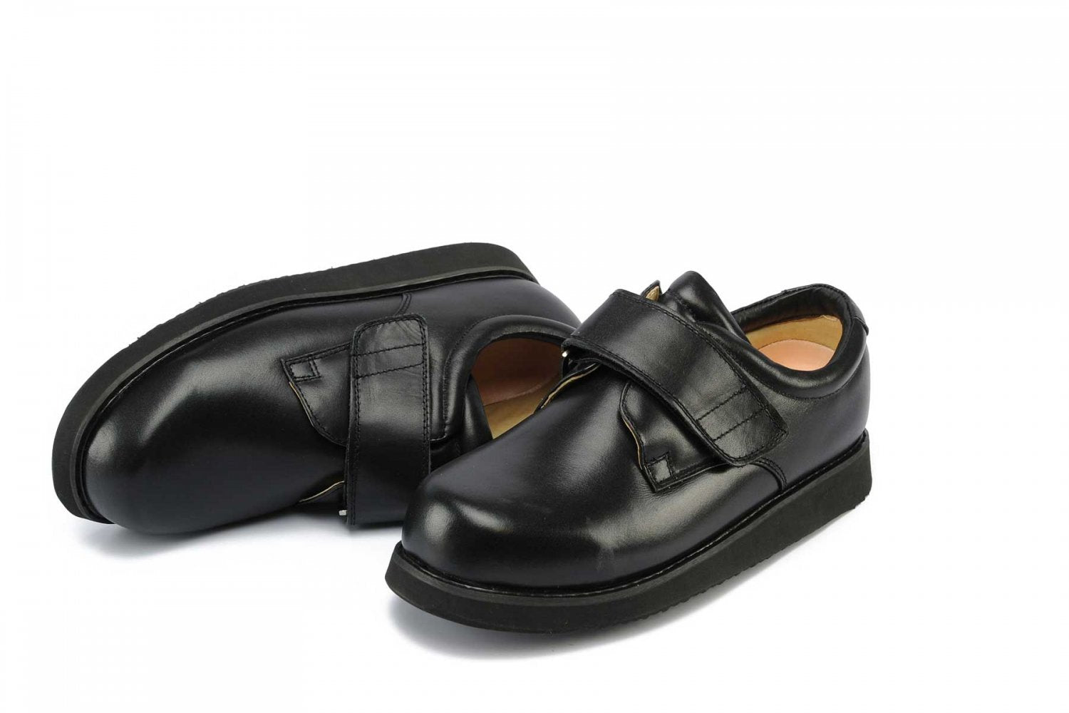 Mt. Emey 502 - Men's Extra-depth Dress/Casual Strap Shoes by Apis - Black Pair / Top