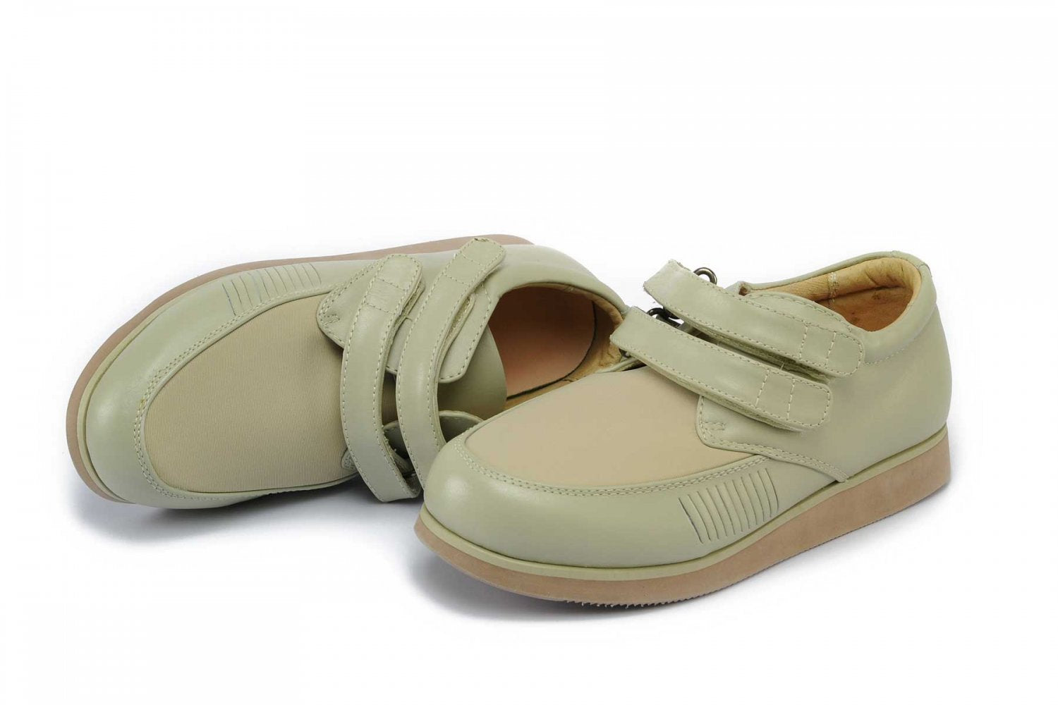 Mt. Emey 618 - Women's Lycra Casual Diabetic Shoes by Apis - Beige Pair / Top
