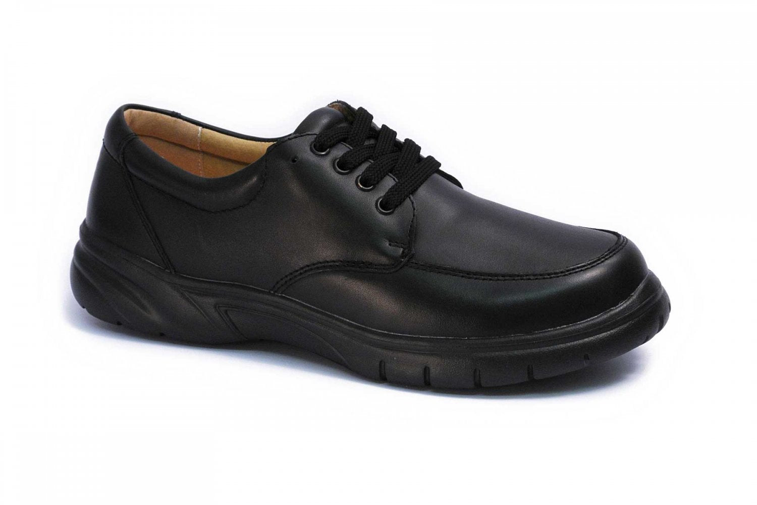 Mt. Emey - 708 - Men's Bunion Shoe by Apis - Black-Leather  Angle
