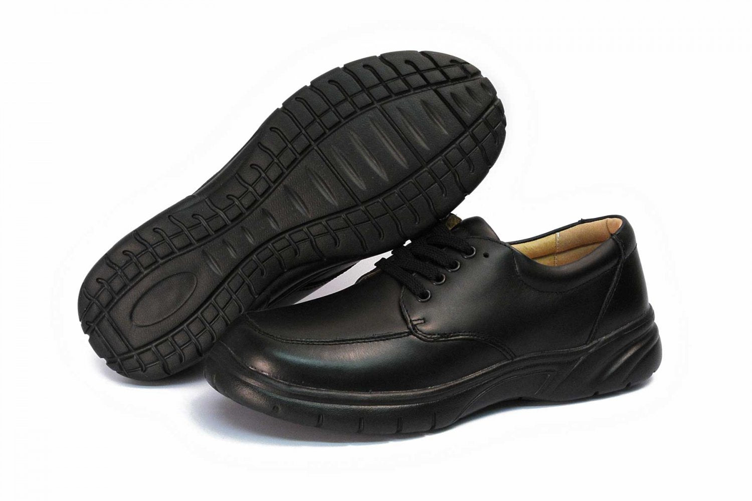 Mt. Emey - 708 - Men's Bunion Shoe by Apis - Black-Leather  Pair / Bottom