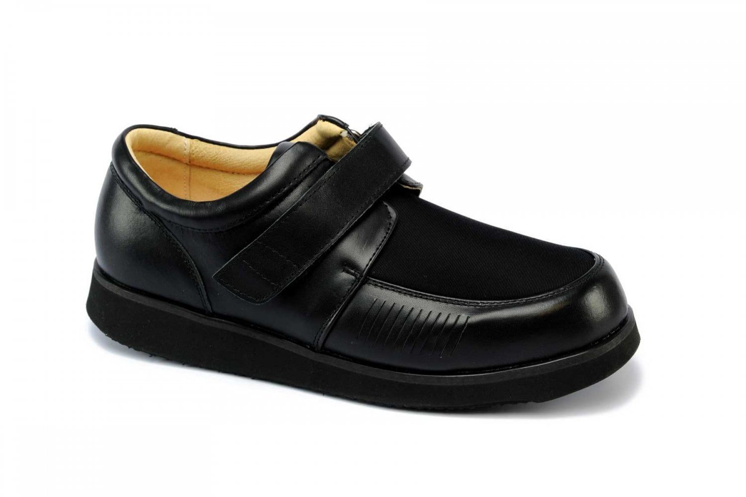 Mt. Emey - 718 - Men's Bunion Shoe by Apis - Black - Black Main Angle
