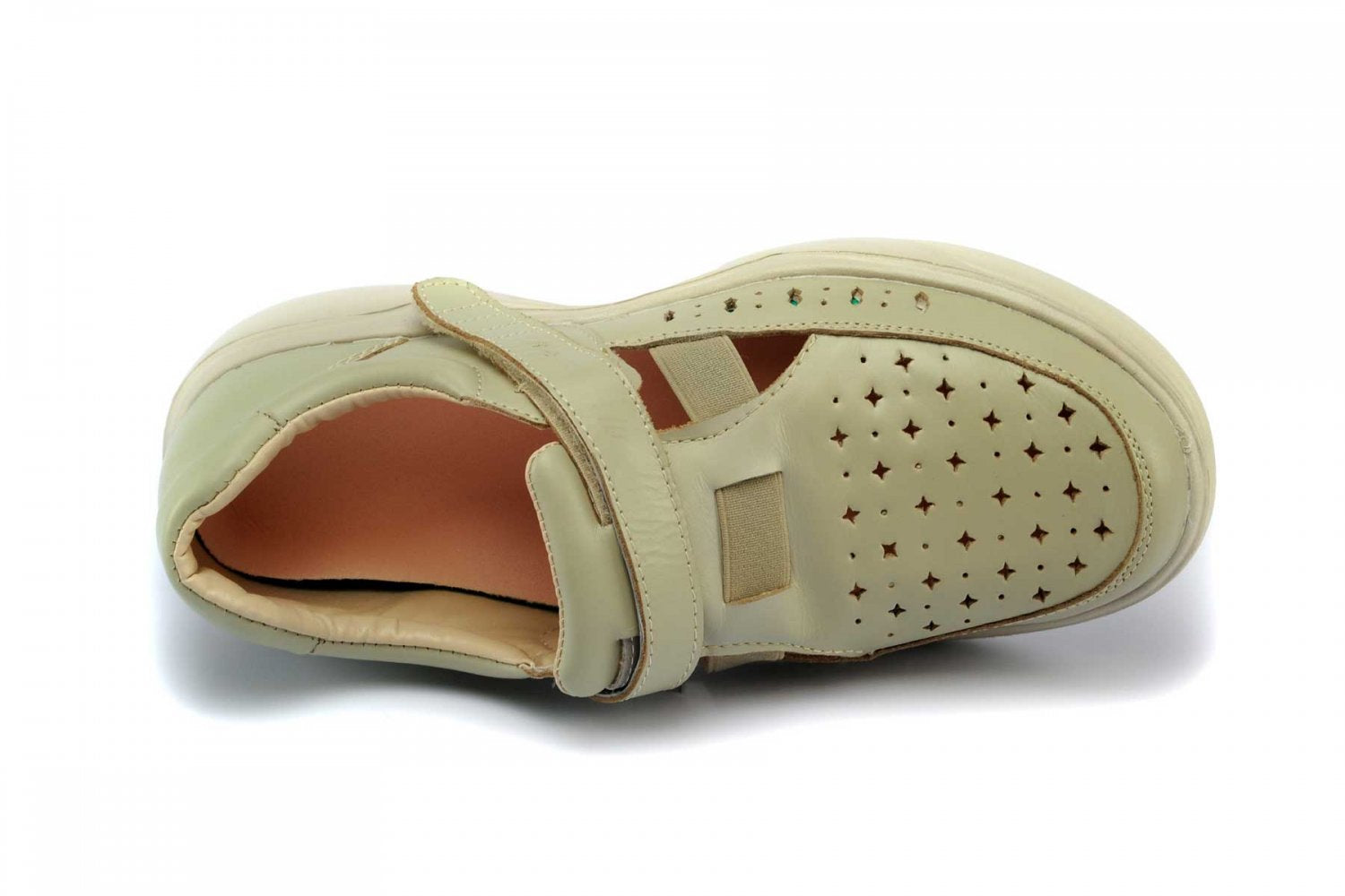 Mt. Emey 9212 - Women's Orthopedic Closed-toe Leather Sandal - Beige Top