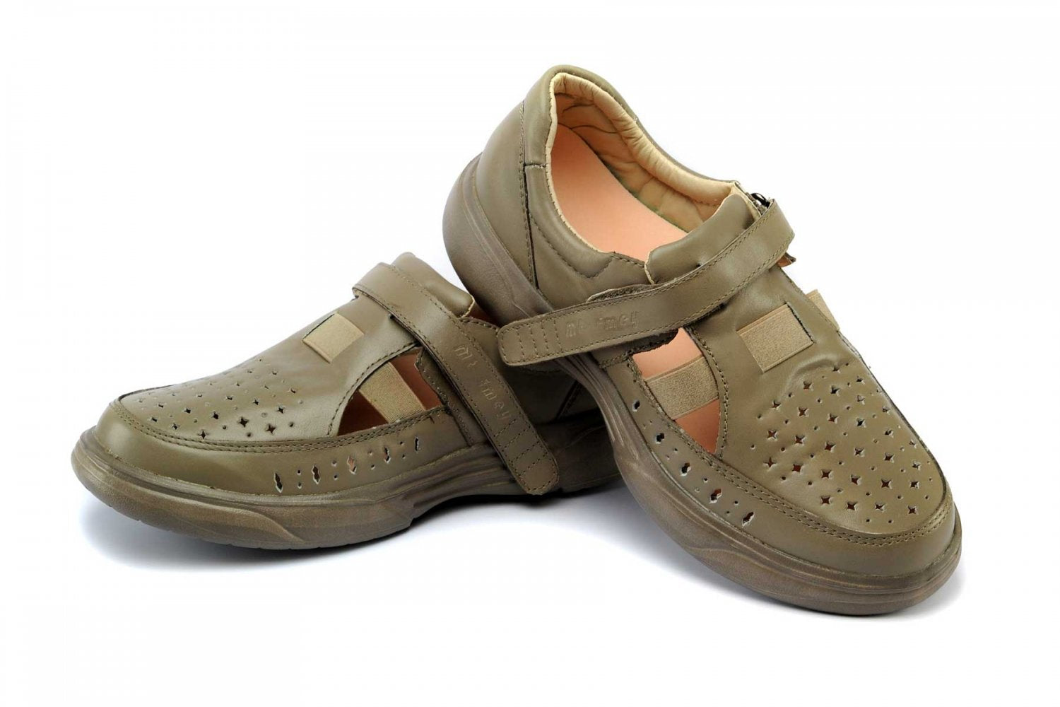 Mt. Emey 9212 - Women's Orthopedic Closed-toe Leather Sandal - Taupe Pair / Top