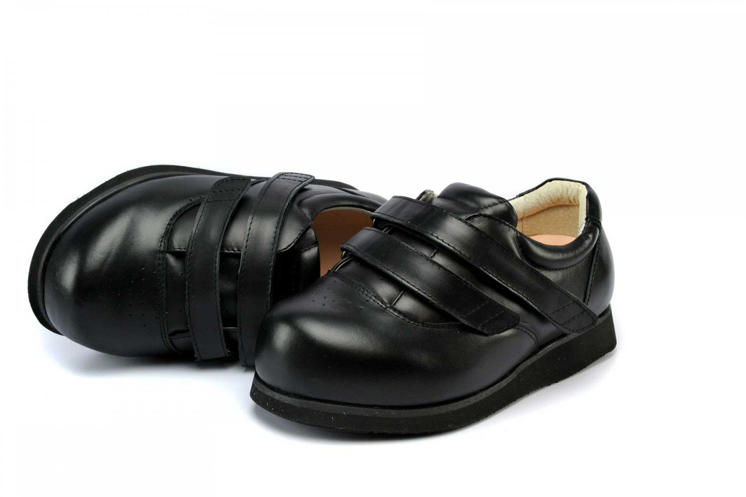 Mt. Emey 9301-X - Women's Widest Casual Shoes Strap Closure by Apis - Black Pair / Top