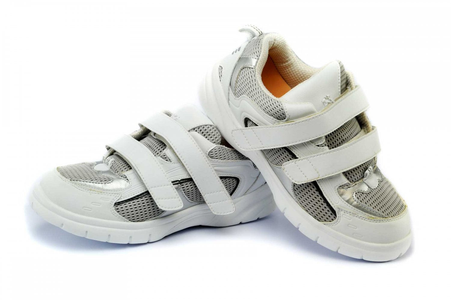 Mt. Emey 9701-V - Men's Extra-depth Athletic/Walking Strap Shoes - White/Silver Pair / Top