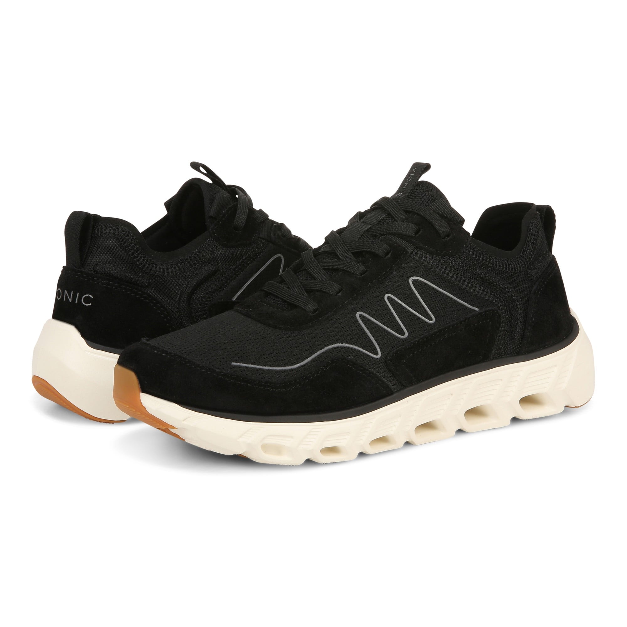 Vionic Nimble Womens Oxford/Lace Up Lifestyl - Black Mesh Sde - pair left angle