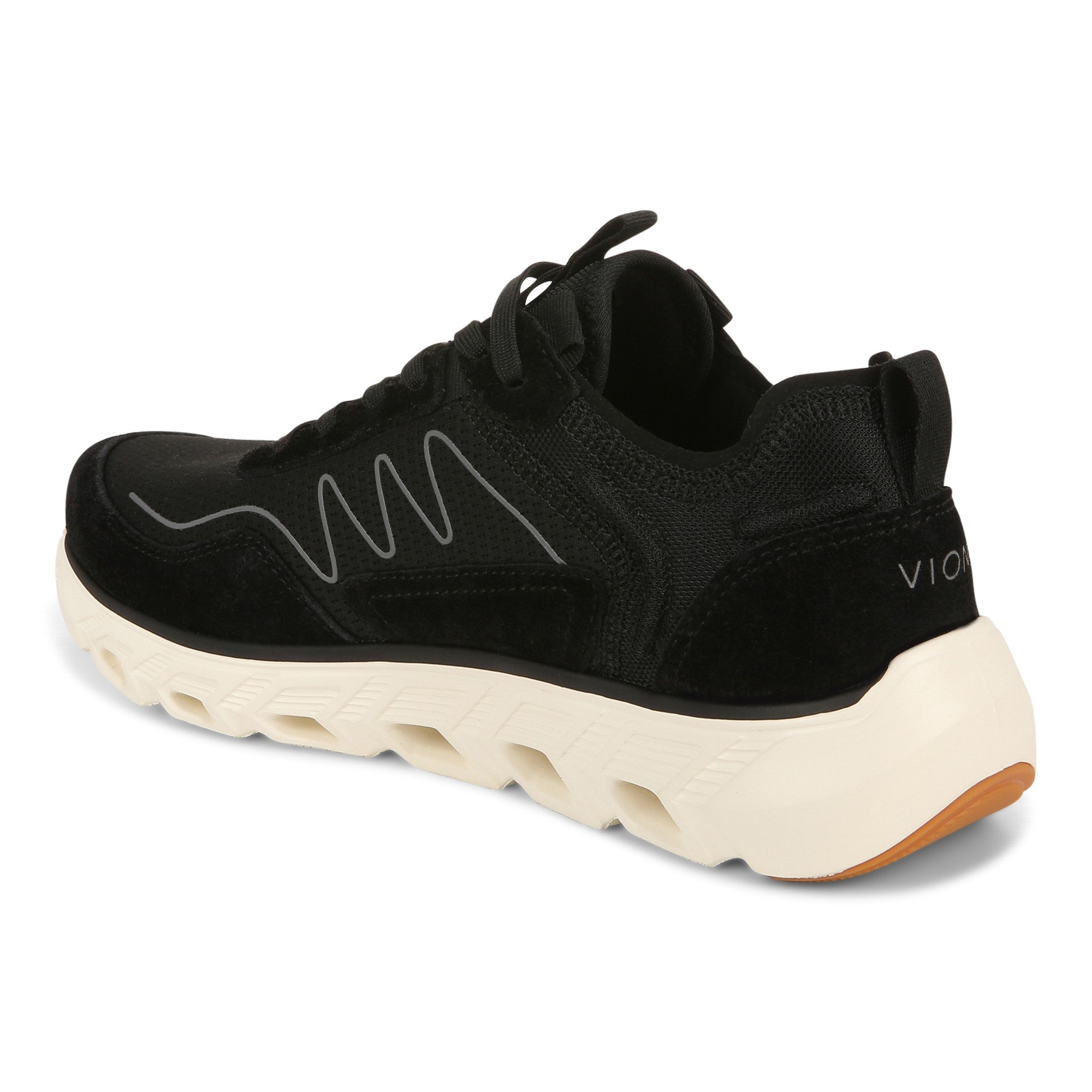 Vionic Nimble Womens Oxford/Lace Up Lifestyl - Black Mesh Sde - Back angle