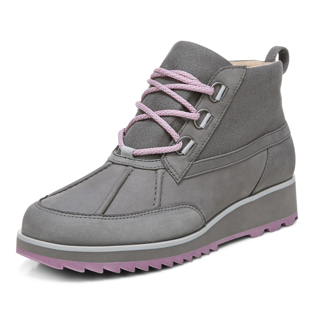 Vionic Nolan Womens Ankle/Bootie Shrtboot - Charcoal Lthr Canvas - Left angle