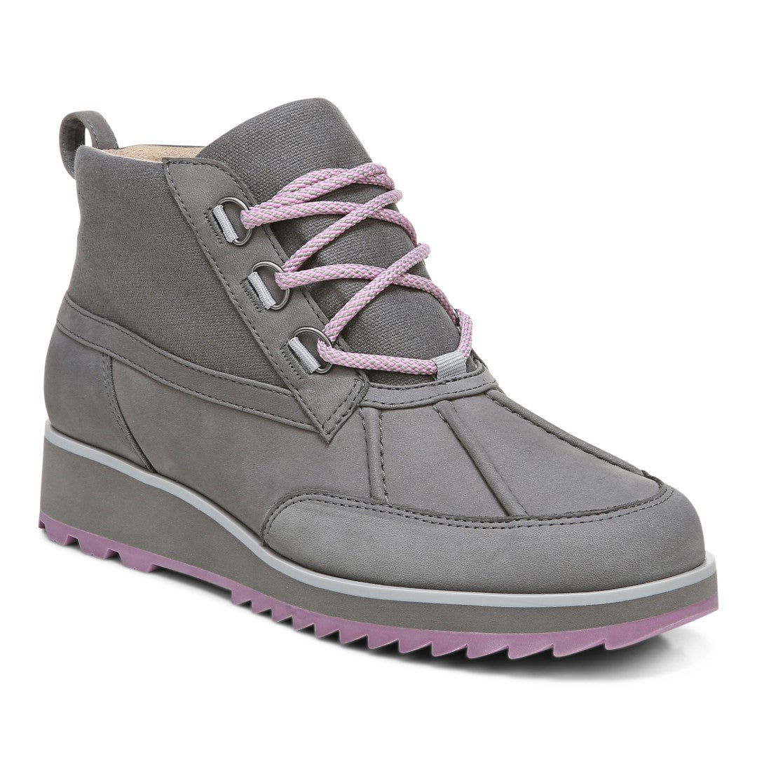 Vionic Nolan Womens Ankle/Bootie Shrtboot - Charcoal Lthr Canvas - Angle main