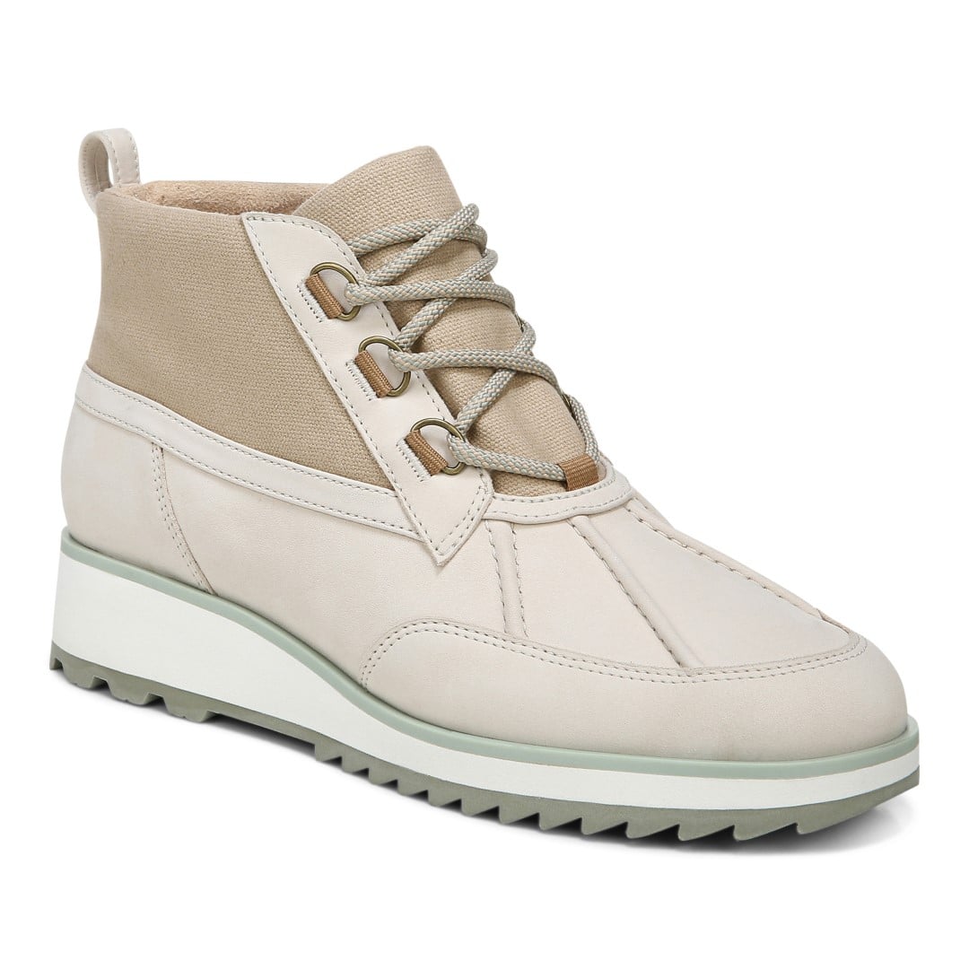 Vionic Nolan Women's Hiking Boot with Arch Support in Cream Lthr Canvas