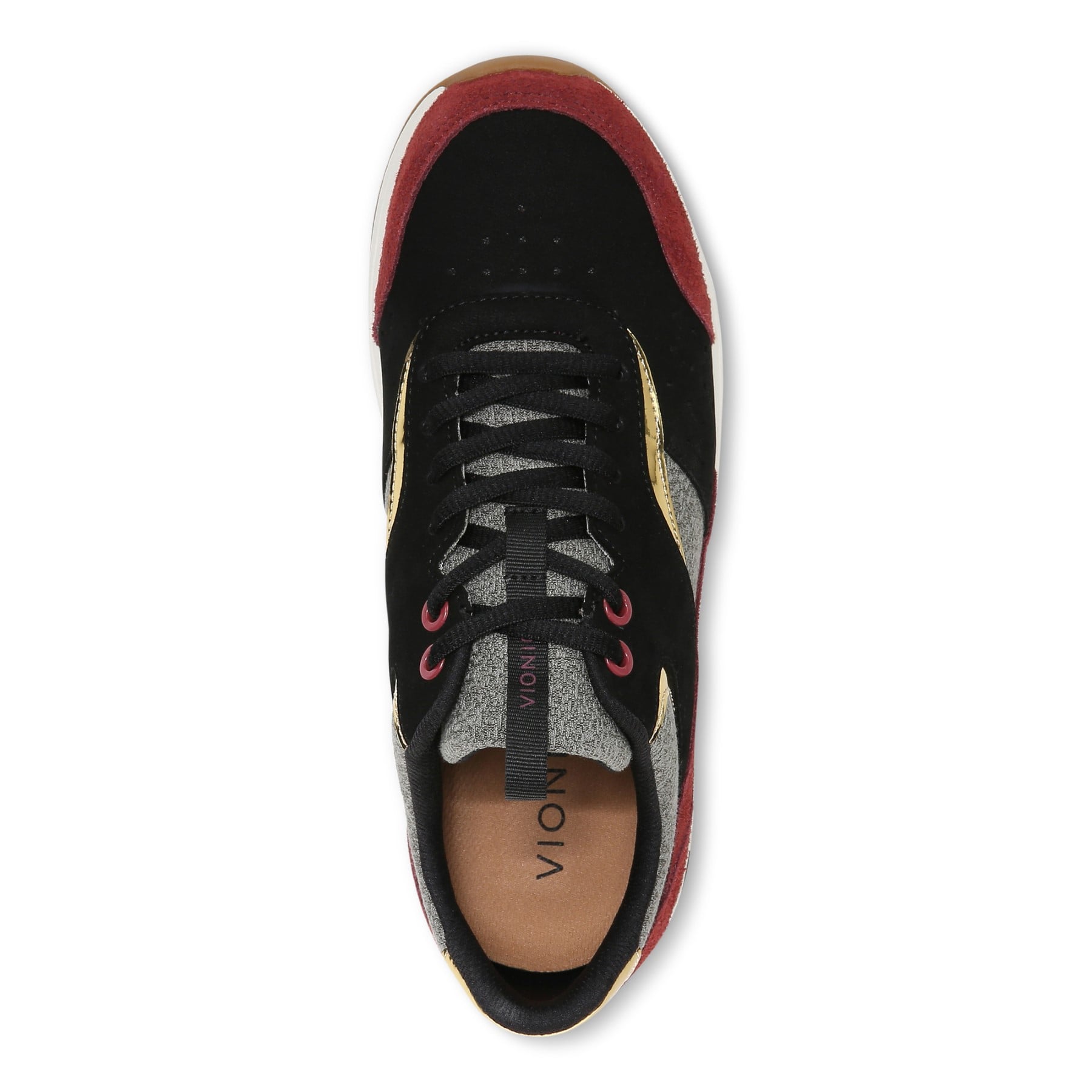 Vionic Nova Womens Oxford/Lace Up Casual - Black/Shiraz - Top
