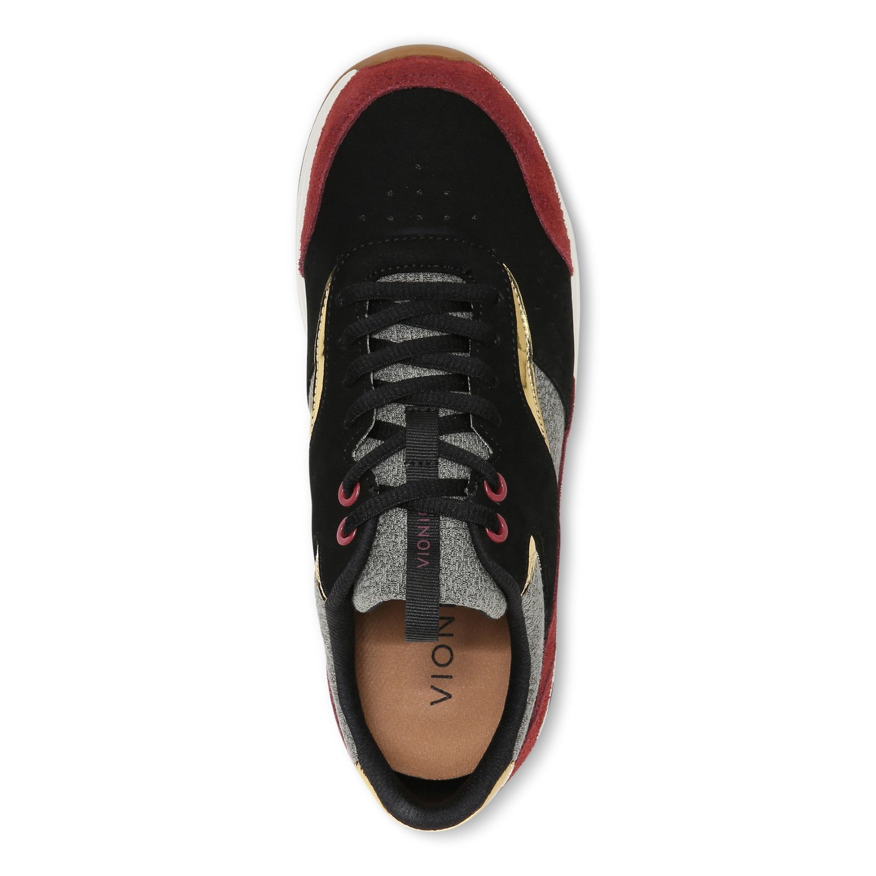 Vionic Nova Womens Oxford/Lace Up Casual - Black/Shiraz - Top