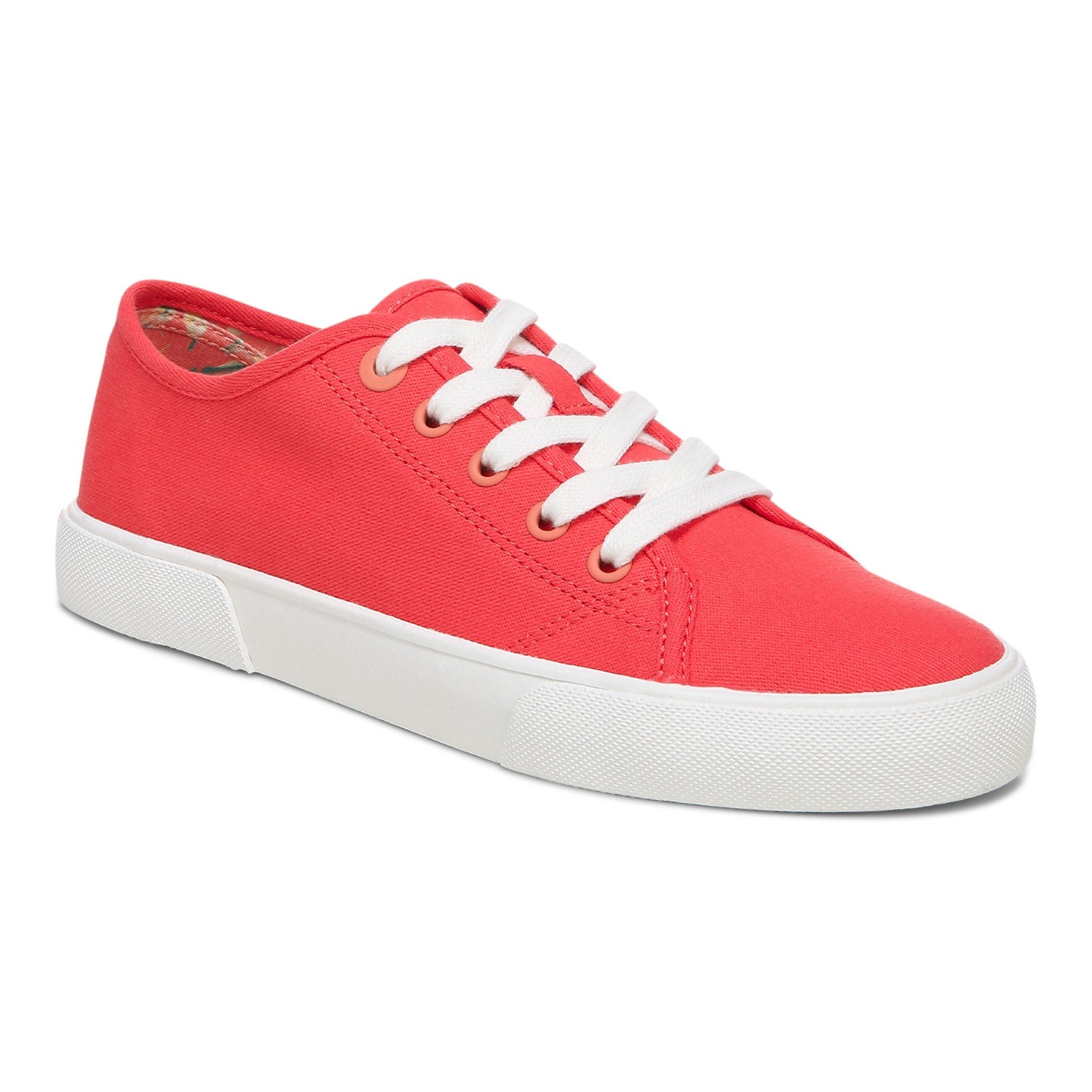 Vionic Oasis Women's Casual Canvas Lace Up Comfort Shoe in Poppy