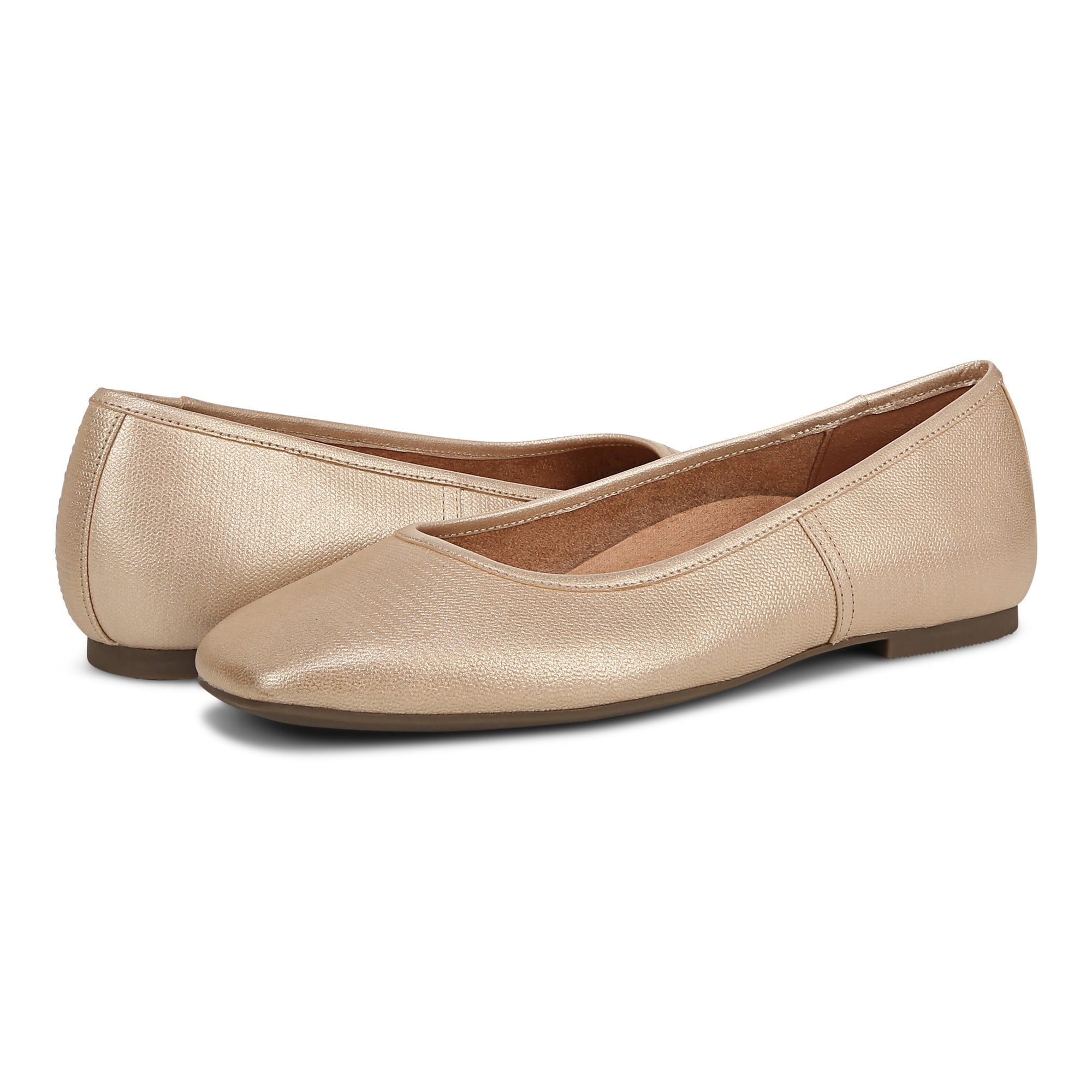 Vionic Orinda Women's Square Toe Ballet Flat - Gold - pair left angle