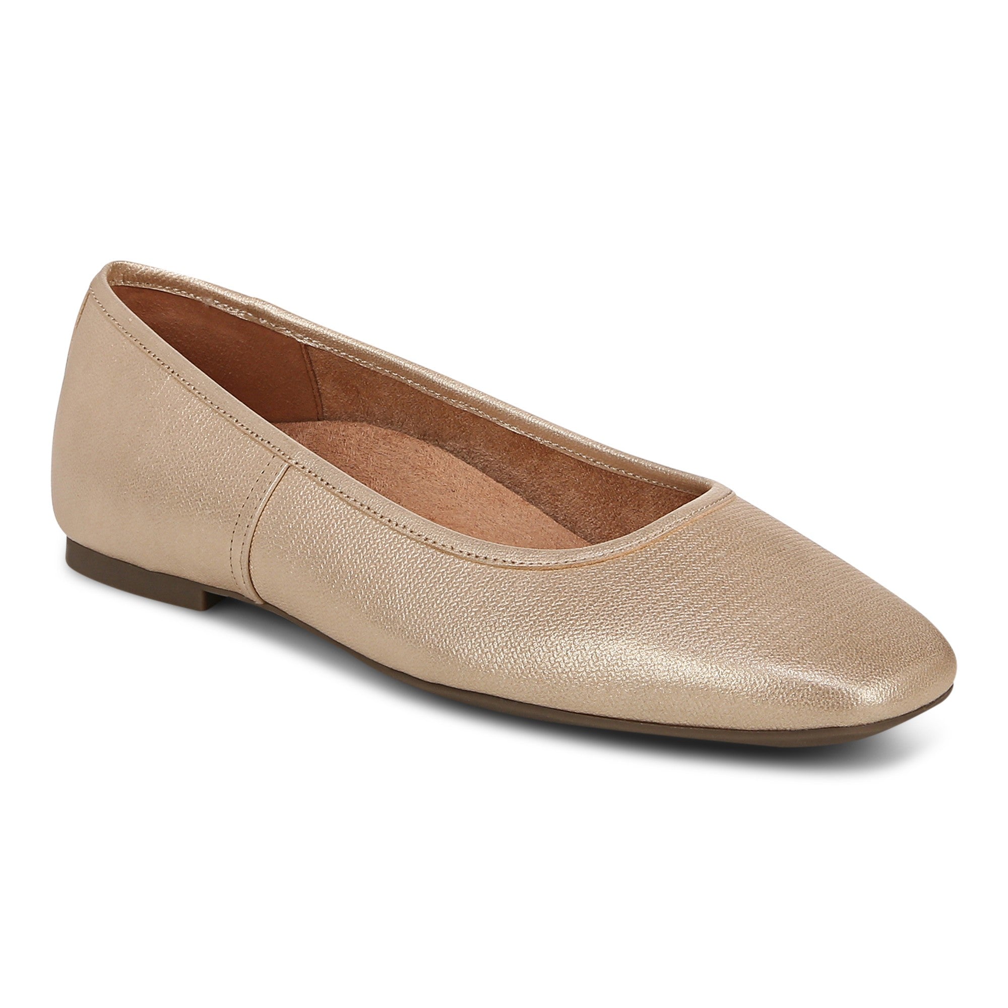 Vionic Orinda Women's Square Toe Ballet Flat - Gold - Angle main