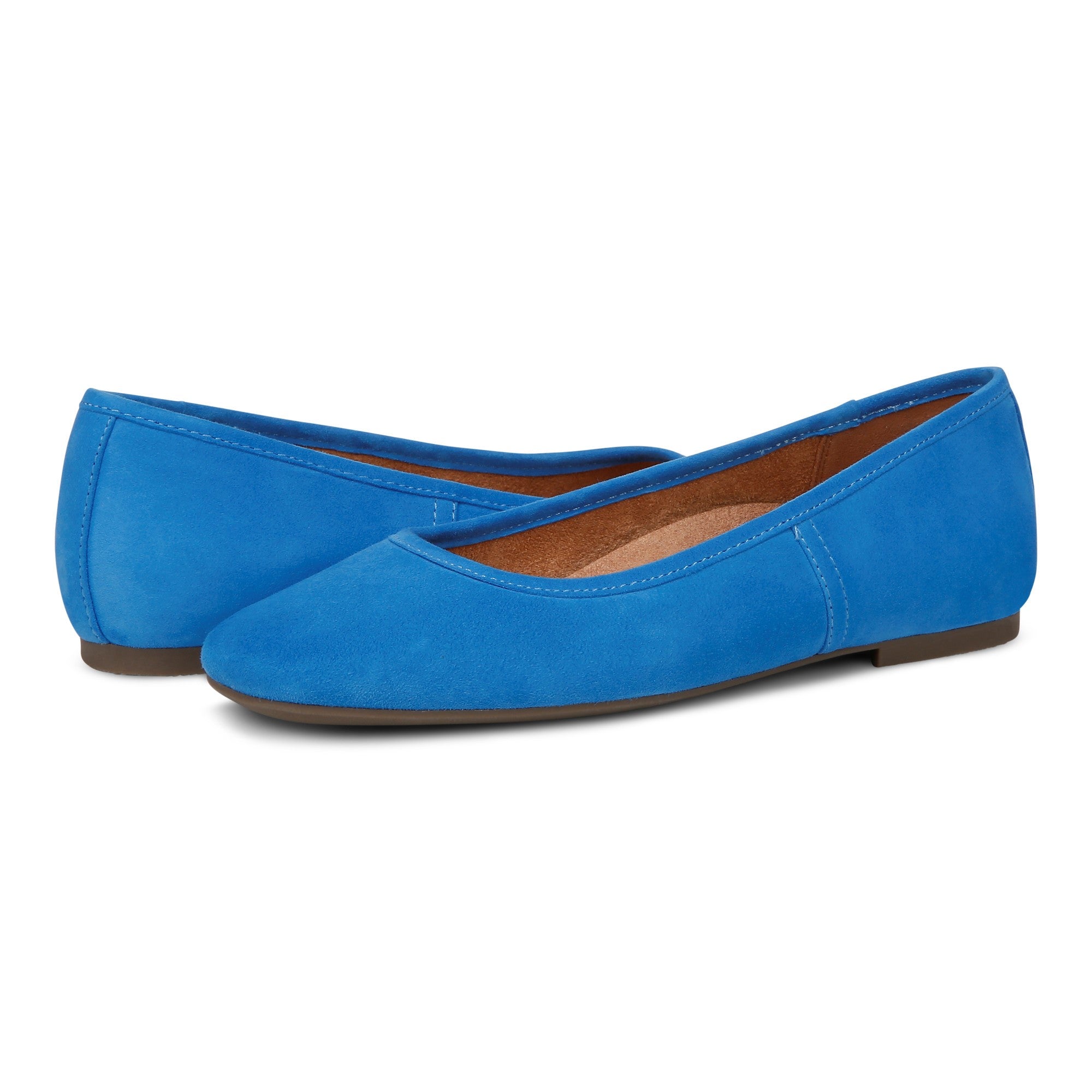 Vionic Orinda Women's Square Toe Ballet Flat - Blue Jay - pair left angle