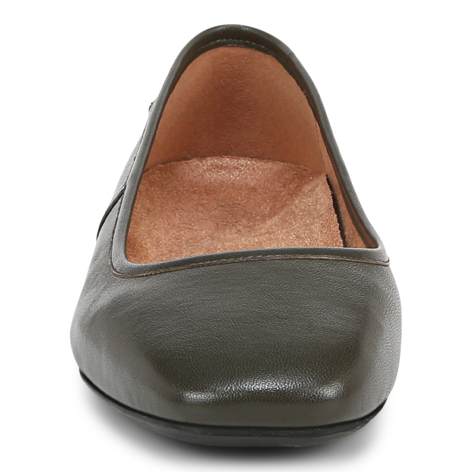 Vionic Orinda Women's Square Toe Ballet Flat - Dark Khaki - Front