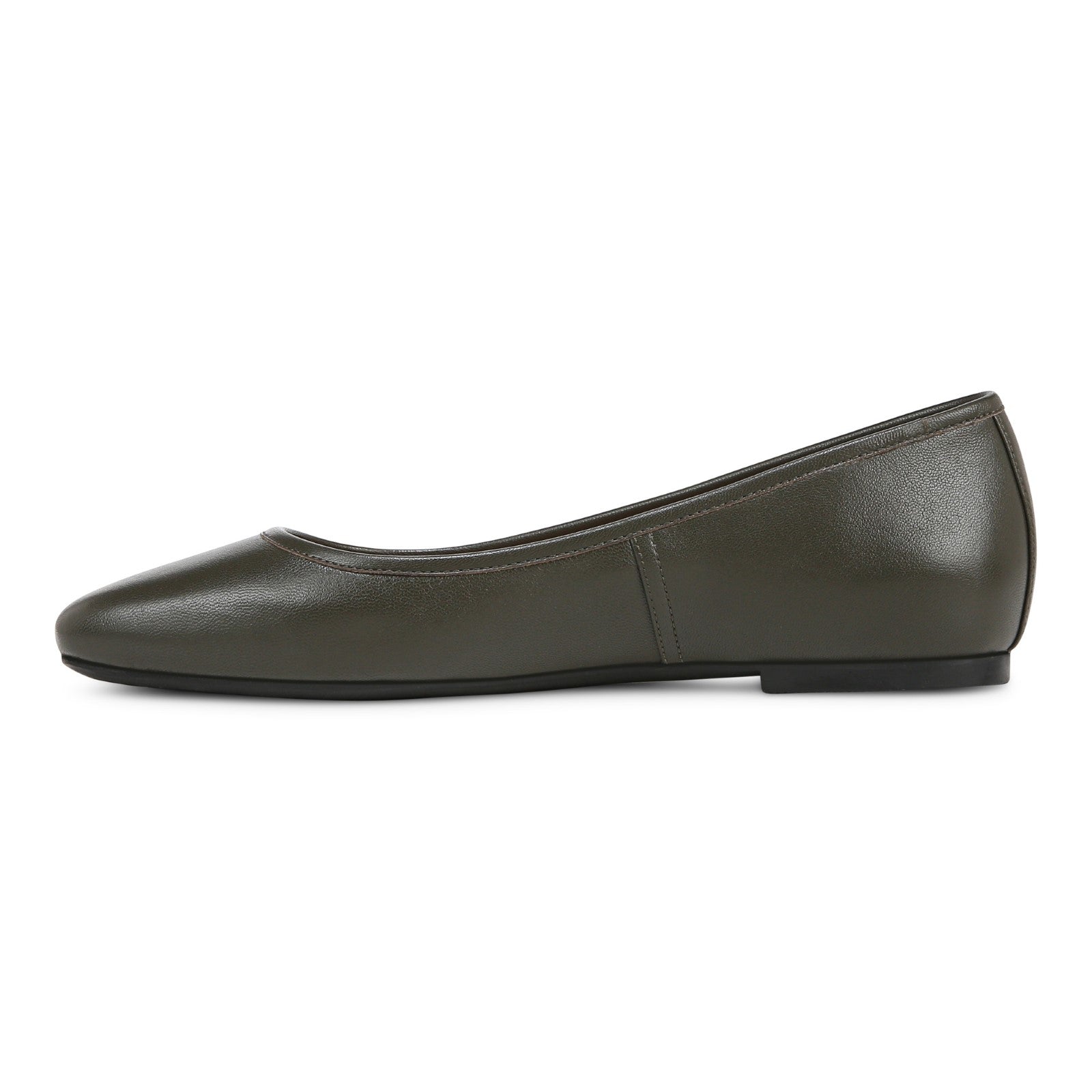 Vionic Orinda Women's Square Toe Ballet Flat - Dark Khaki - Left Side