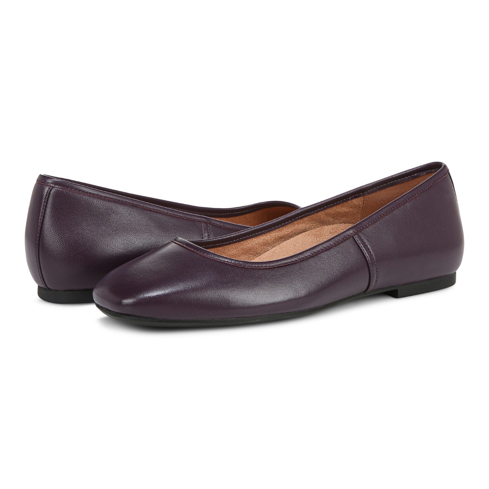 Vionic Orinda Women's Square Toe Ballet Flat - Winter Plum - pair left angle