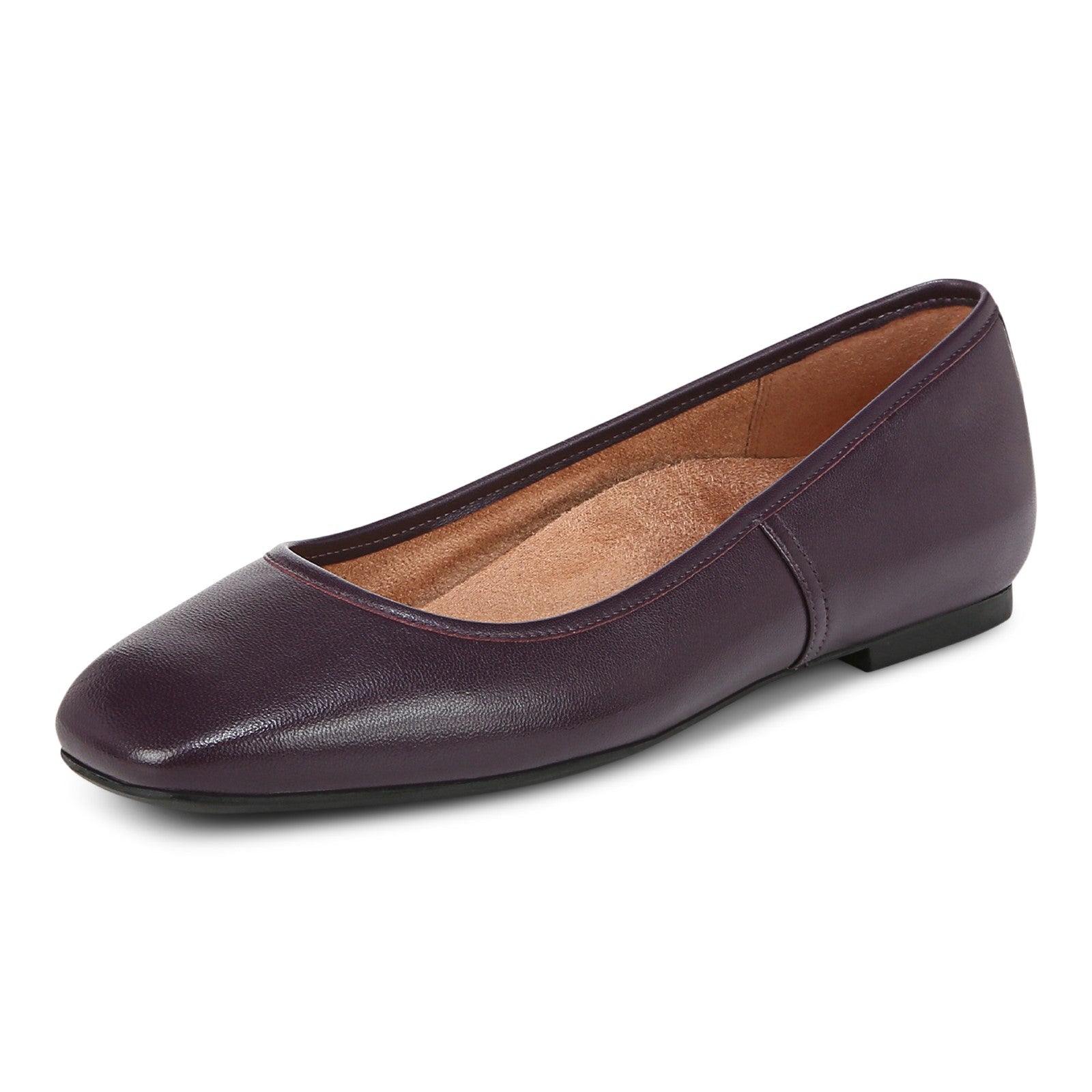 Vionic Orinda Women's Square Toe Ballet Flat - Winter Plum - Left angle